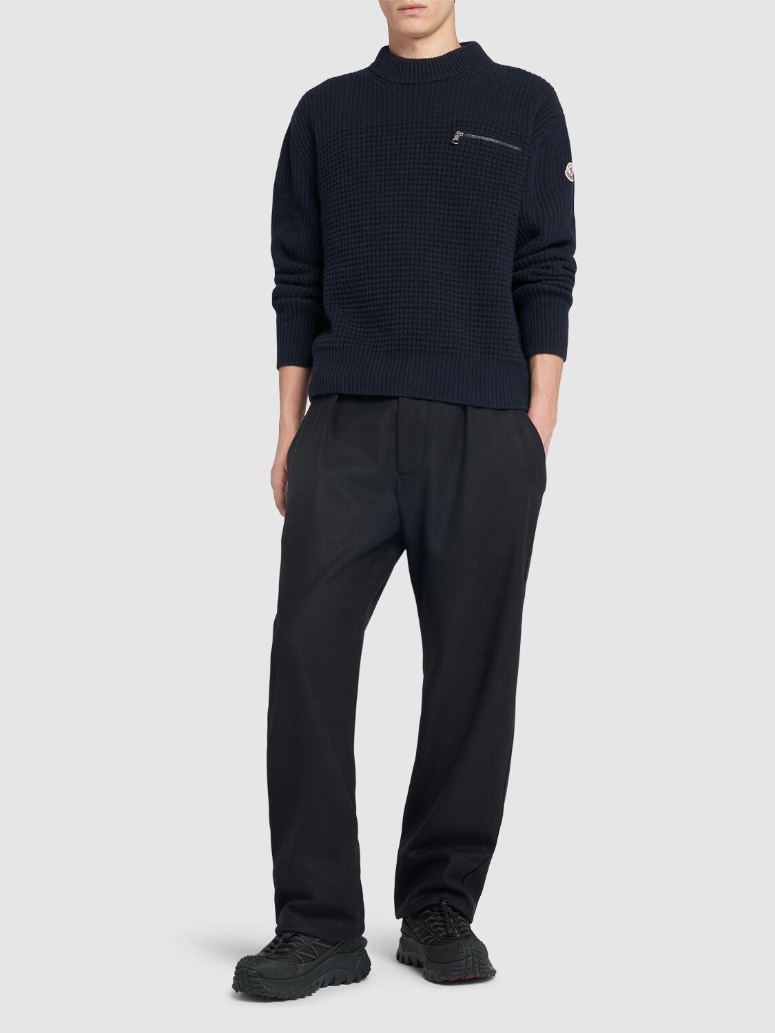 Shop Moncler Virgin Wool & Cashmere Sweater In Blue