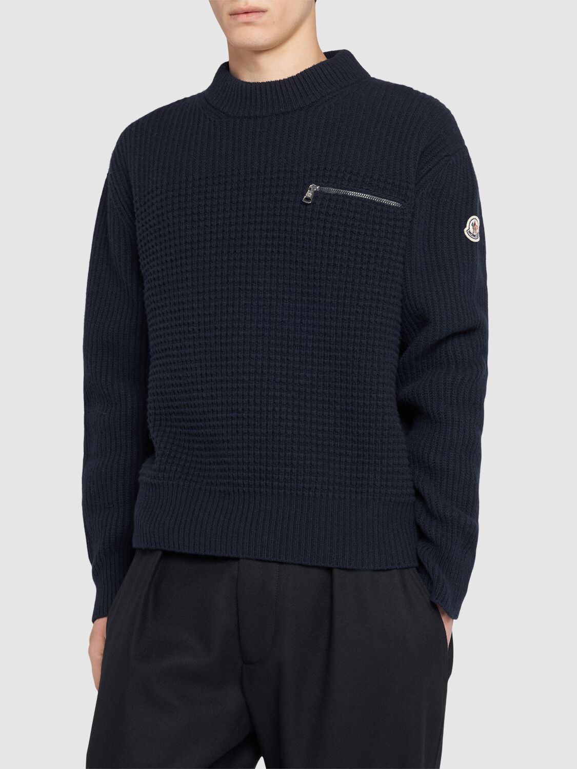 Shop Moncler Virgin Wool & Cashmere Sweater In Blue