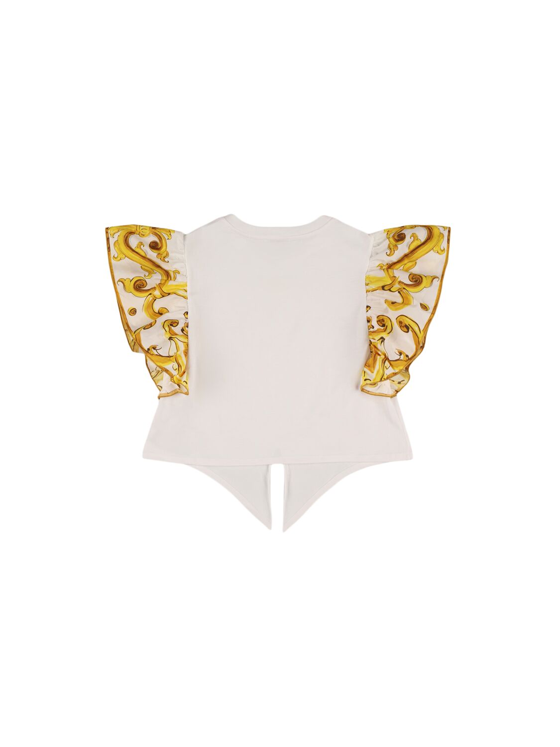 Dolce & Gabbana Maiolica Print Cotton Jersey T-shirt In White/yellow
