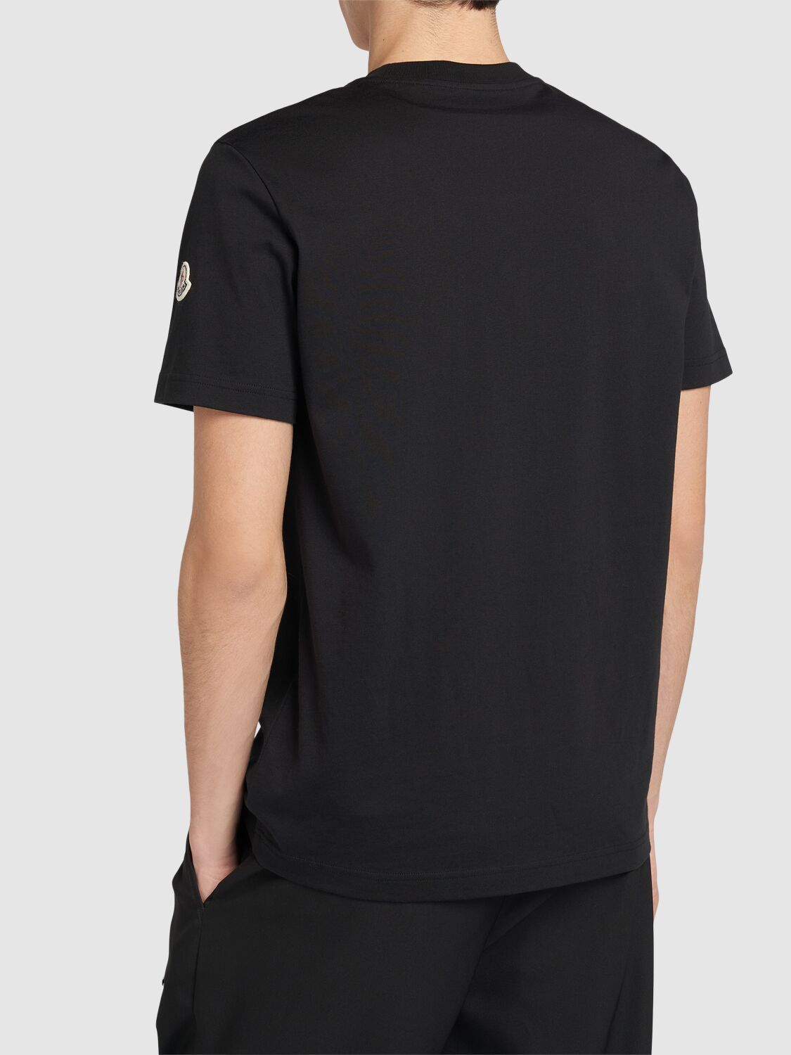 Shop Moncler Logo Cotton Jersey T-shirt In Black