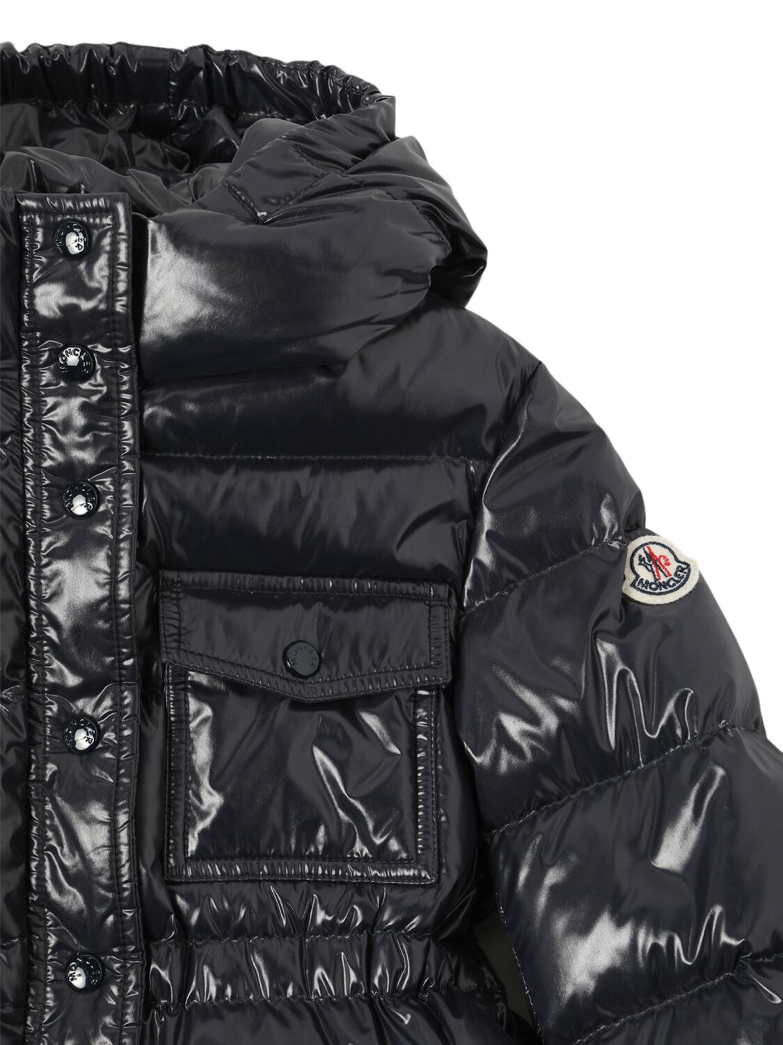 Shop Moncler Dacca Nylon Down Long Parka In Navy