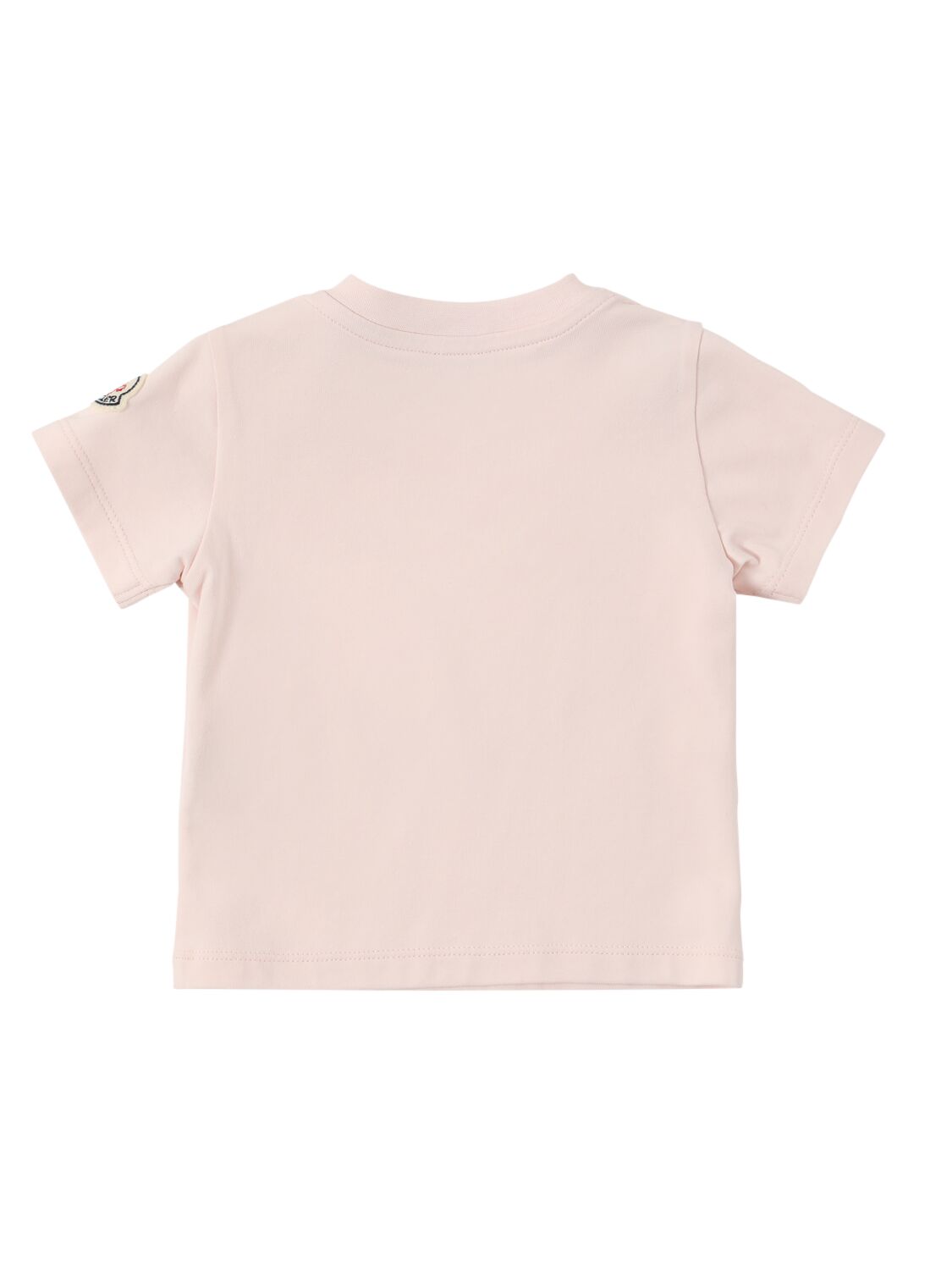 Shop Moncler Printed Logo Stretch Cotton T-shirt In Pink