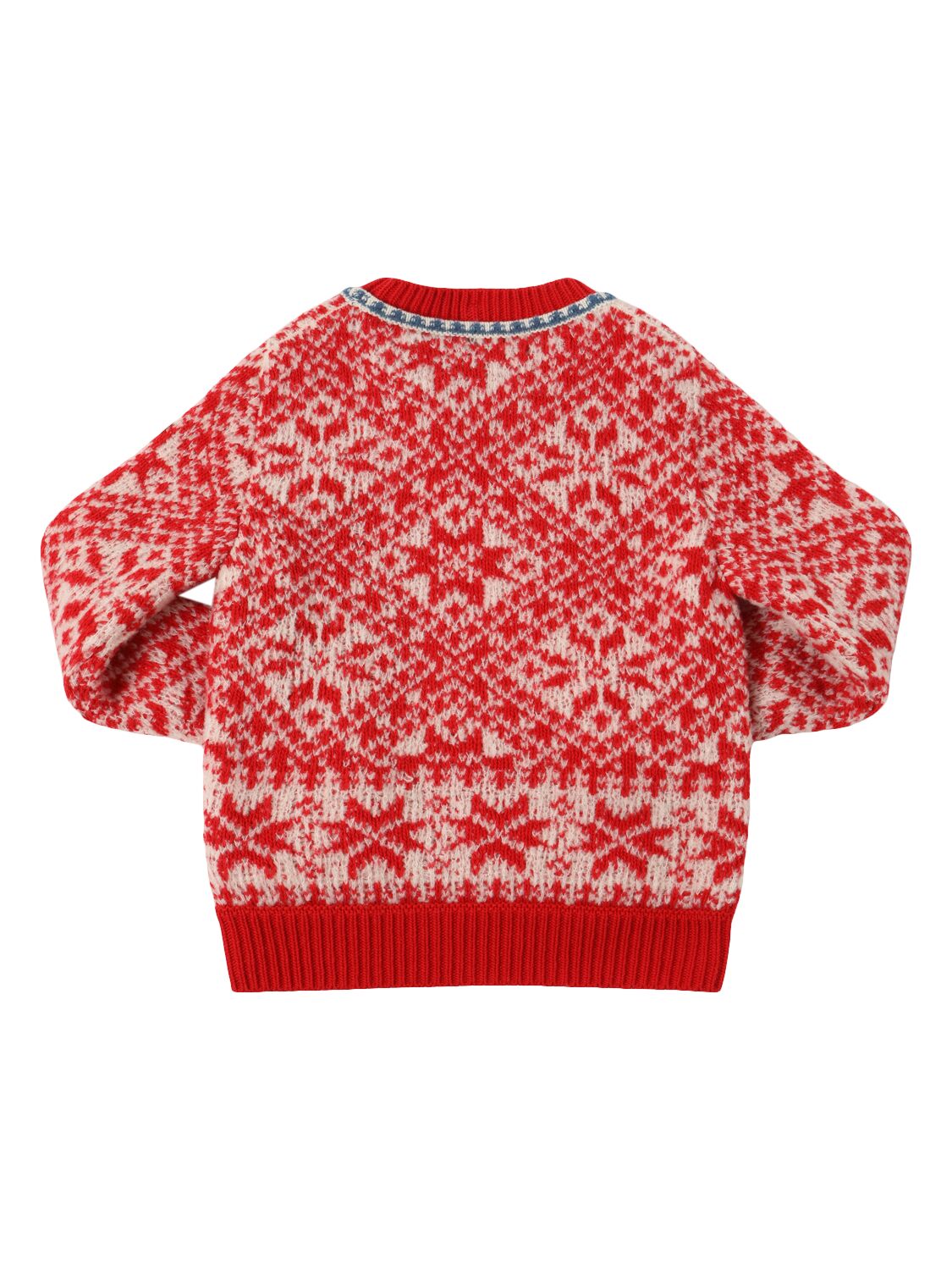 Shop Moncler Bouclé Wool Blend Après Ski Sweater In Red/white