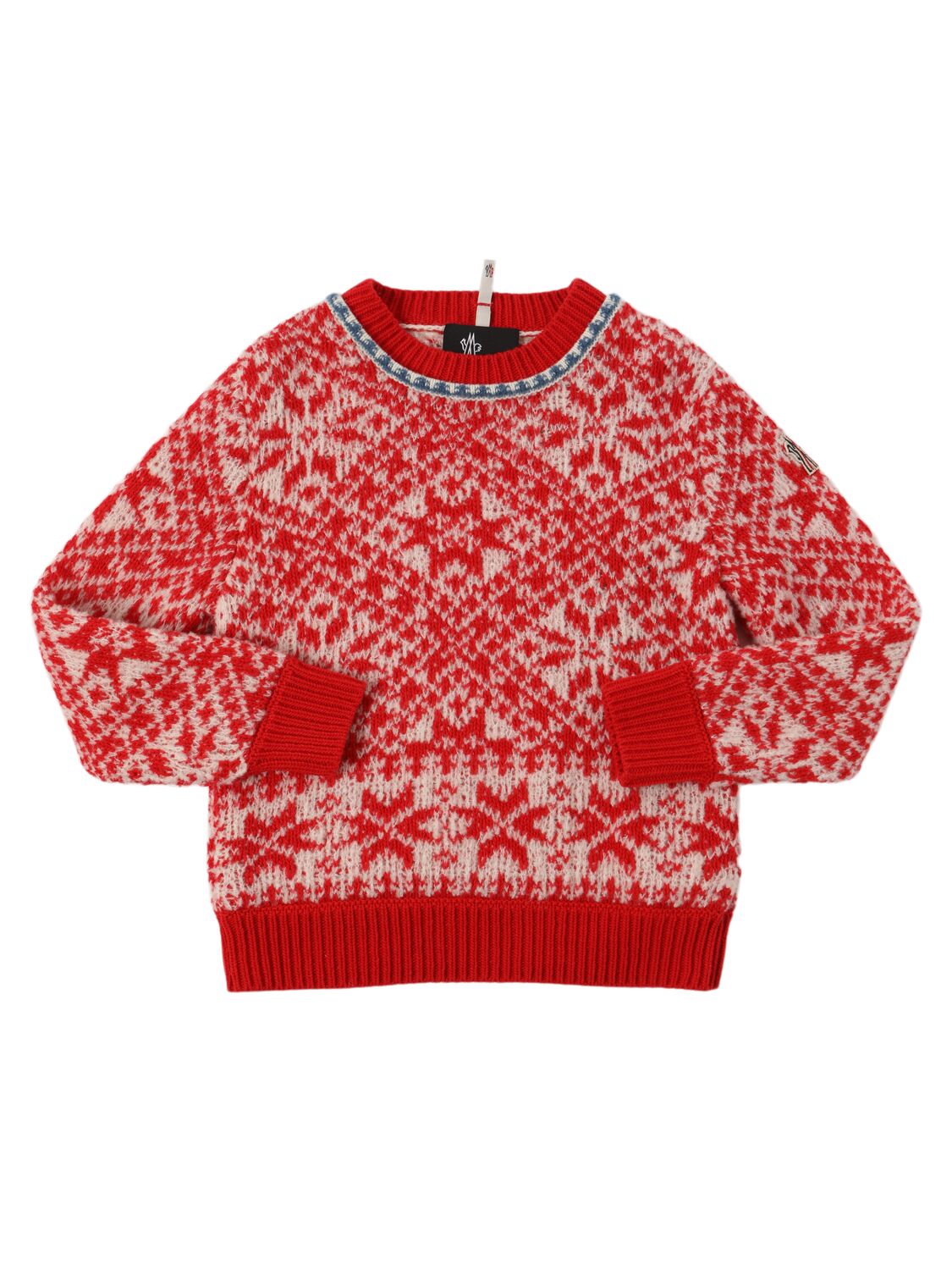 Moncler Bouclé Wool Blend Après Ski Sweater In Red/white