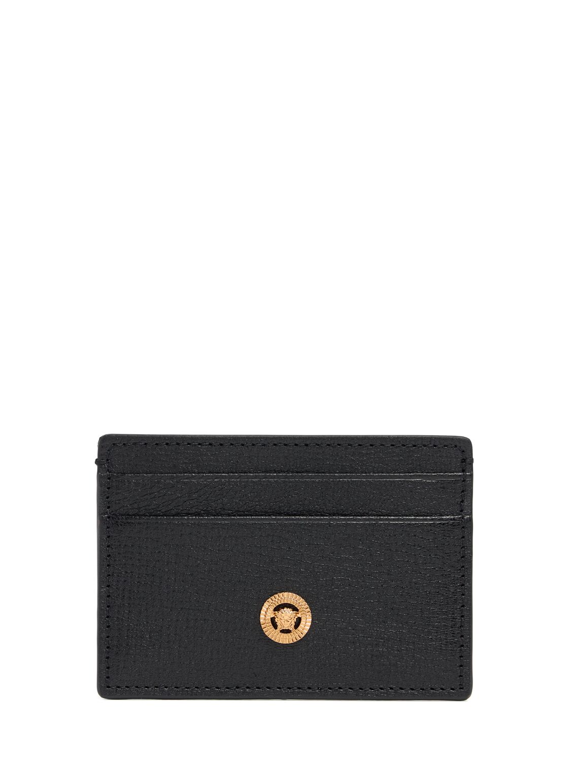 Versace Leather Card Case In Black