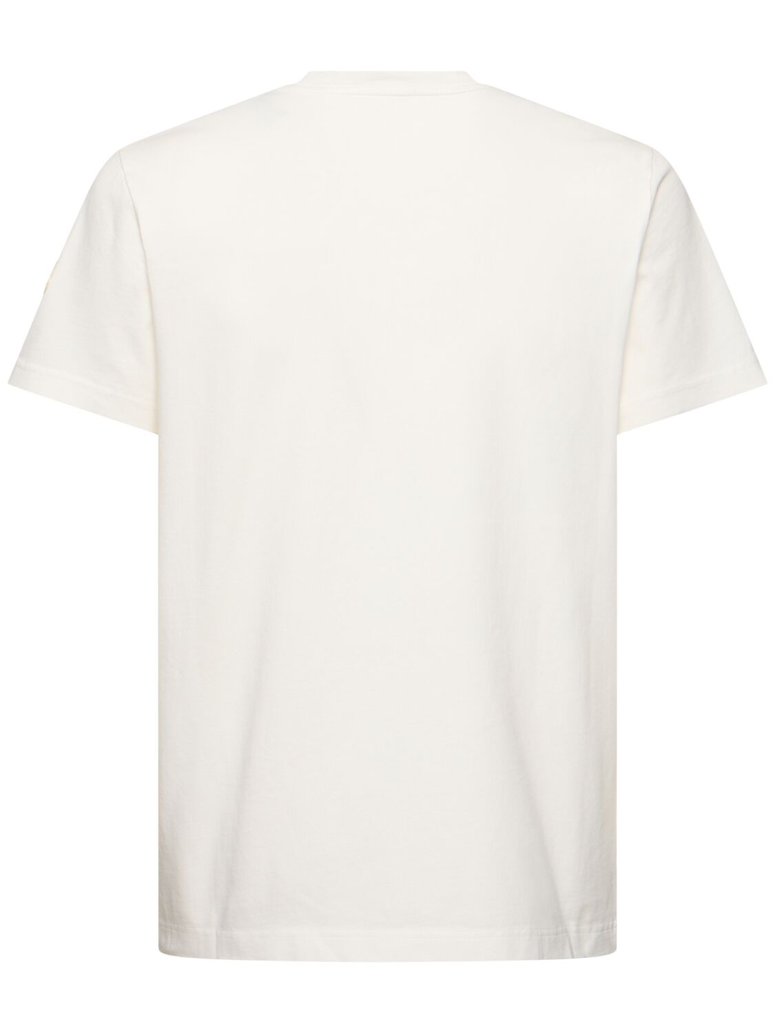 Shop Moncler Logo Cotton Jersey T-shirt In Off-white