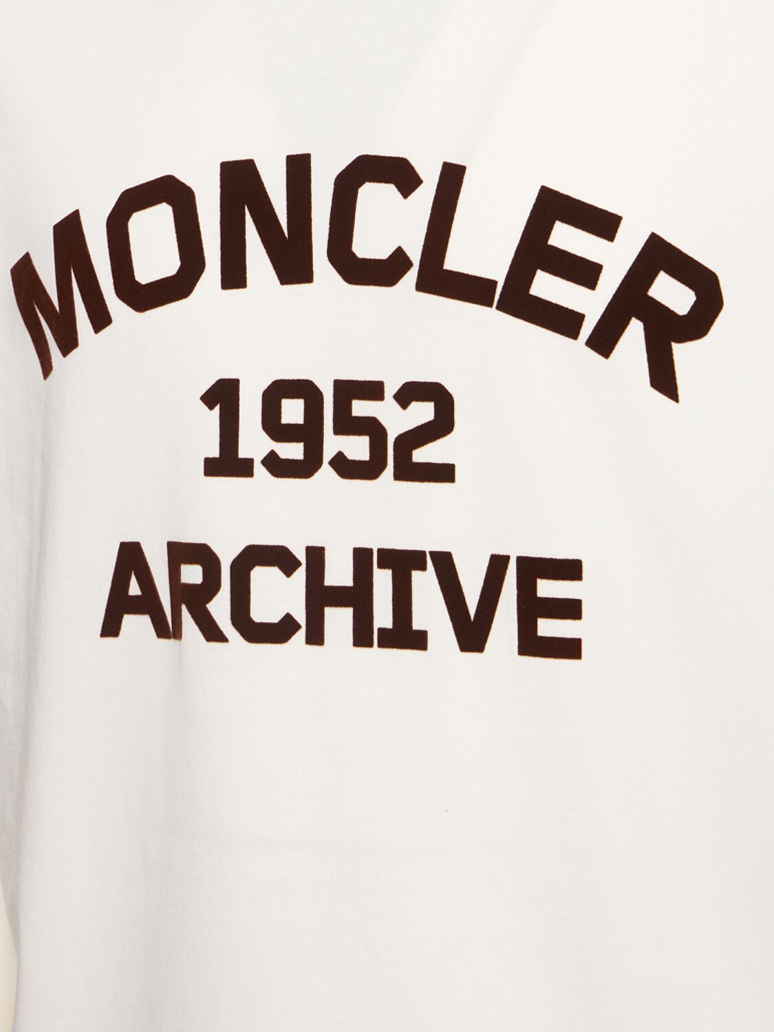 Shop Moncler Logo Cotton Jersey T-shirt In Off-white