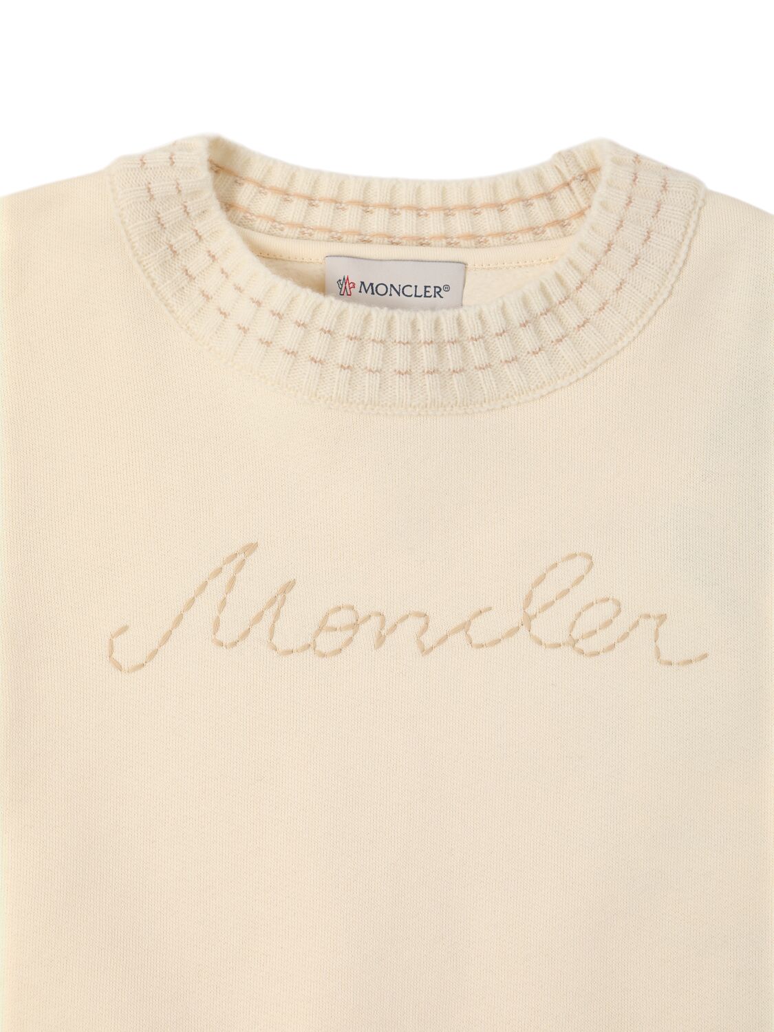 MONCLER BRUSHED COTTON & WOOL SWEATSHIRT 