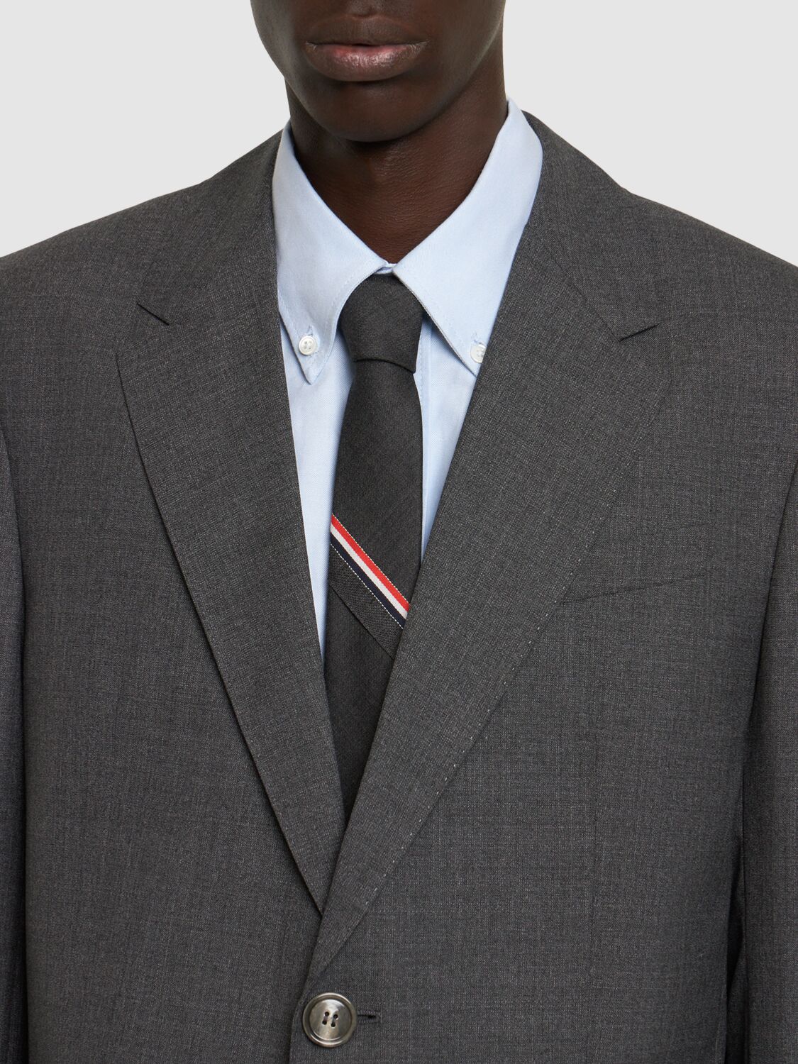 Shop Thom Browne Classic Wool Tie In Dark Grey