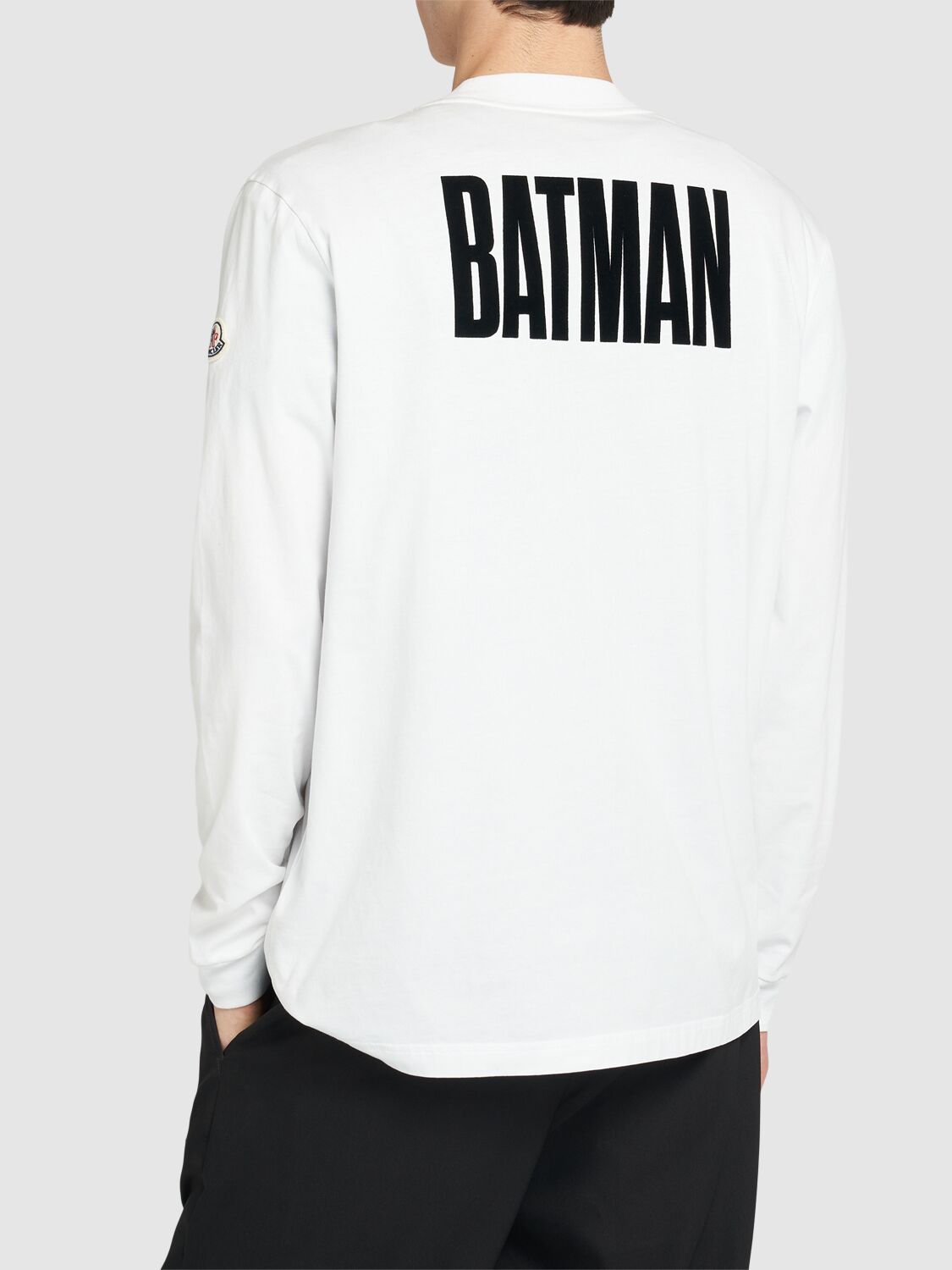 Shop Moncler Batman Cotton Jersey Long Sleeve T-shirt In White