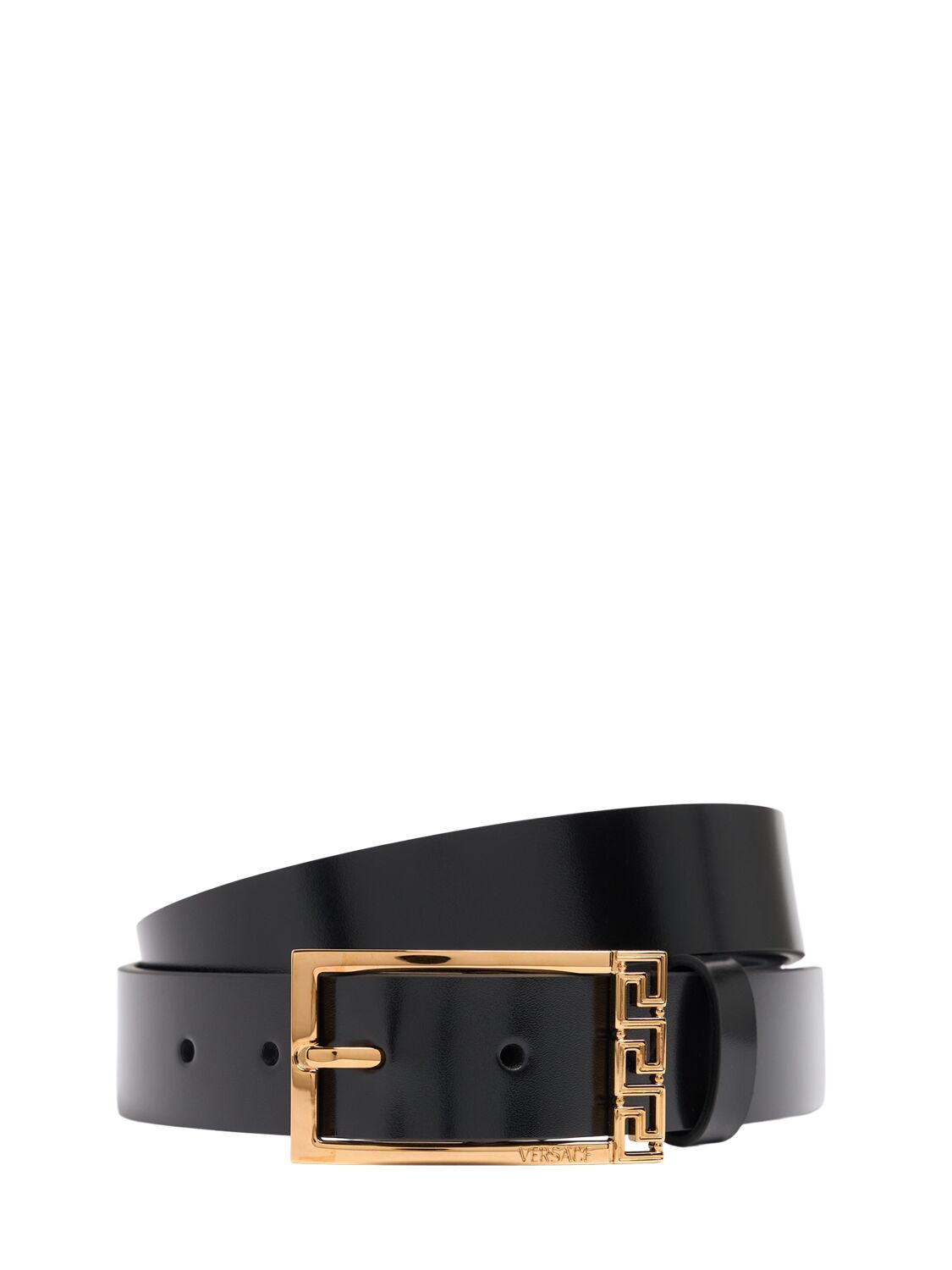Versace 30mm Leather Belt In Black,gold
