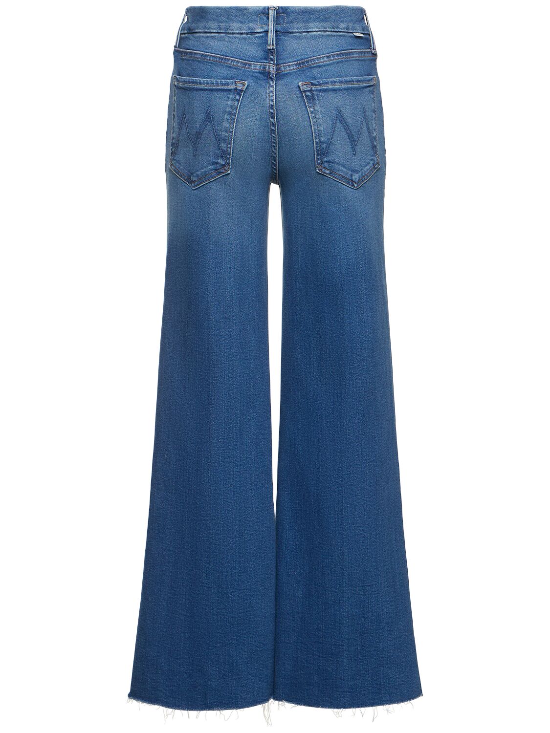 Shop Mother The Roller Fray Mid Rise Wide Denim Jean In Blue