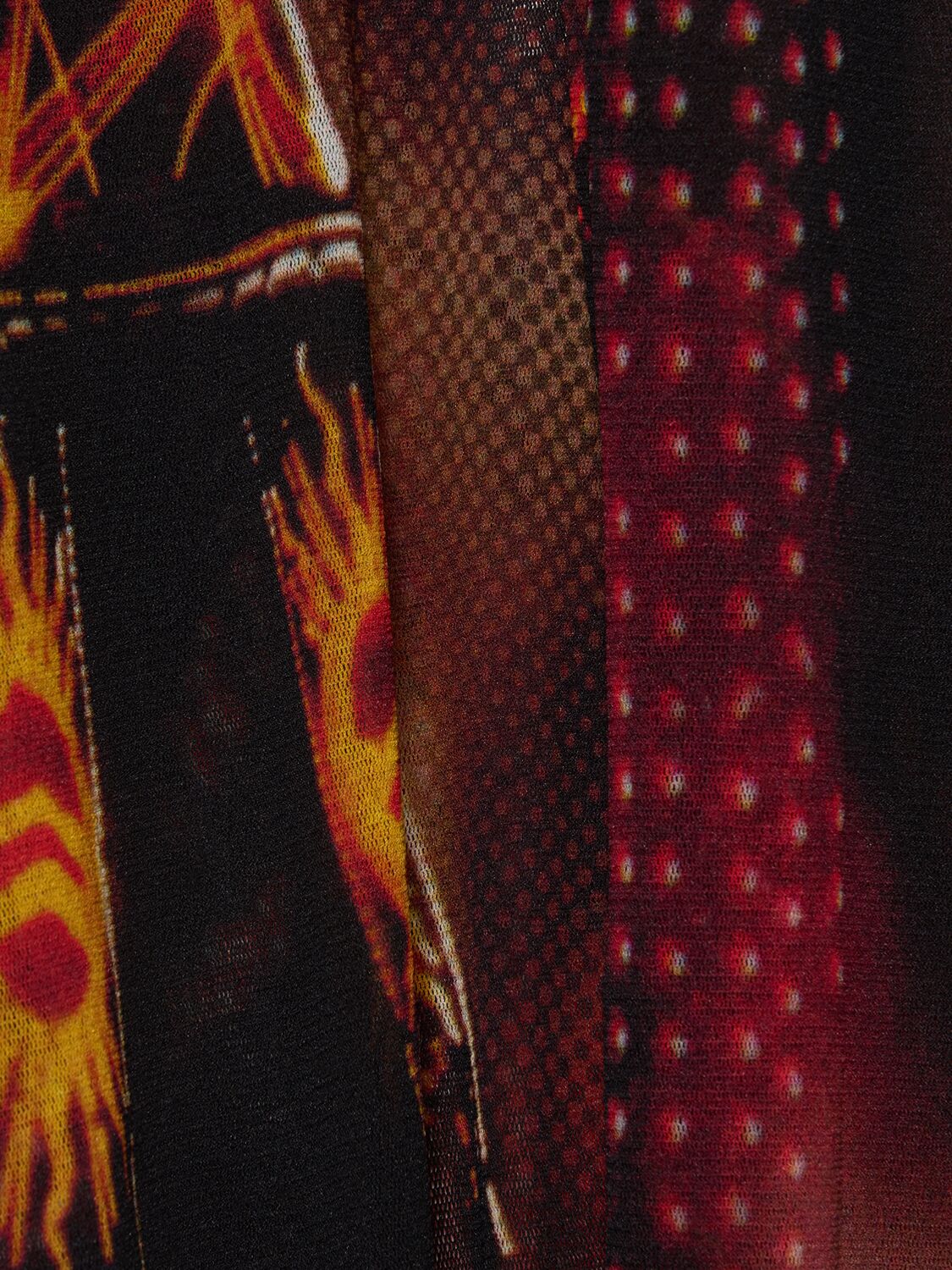 JEAN PAUL GAULTIER PIGALLE PRINTED MESH LONG DRESS 