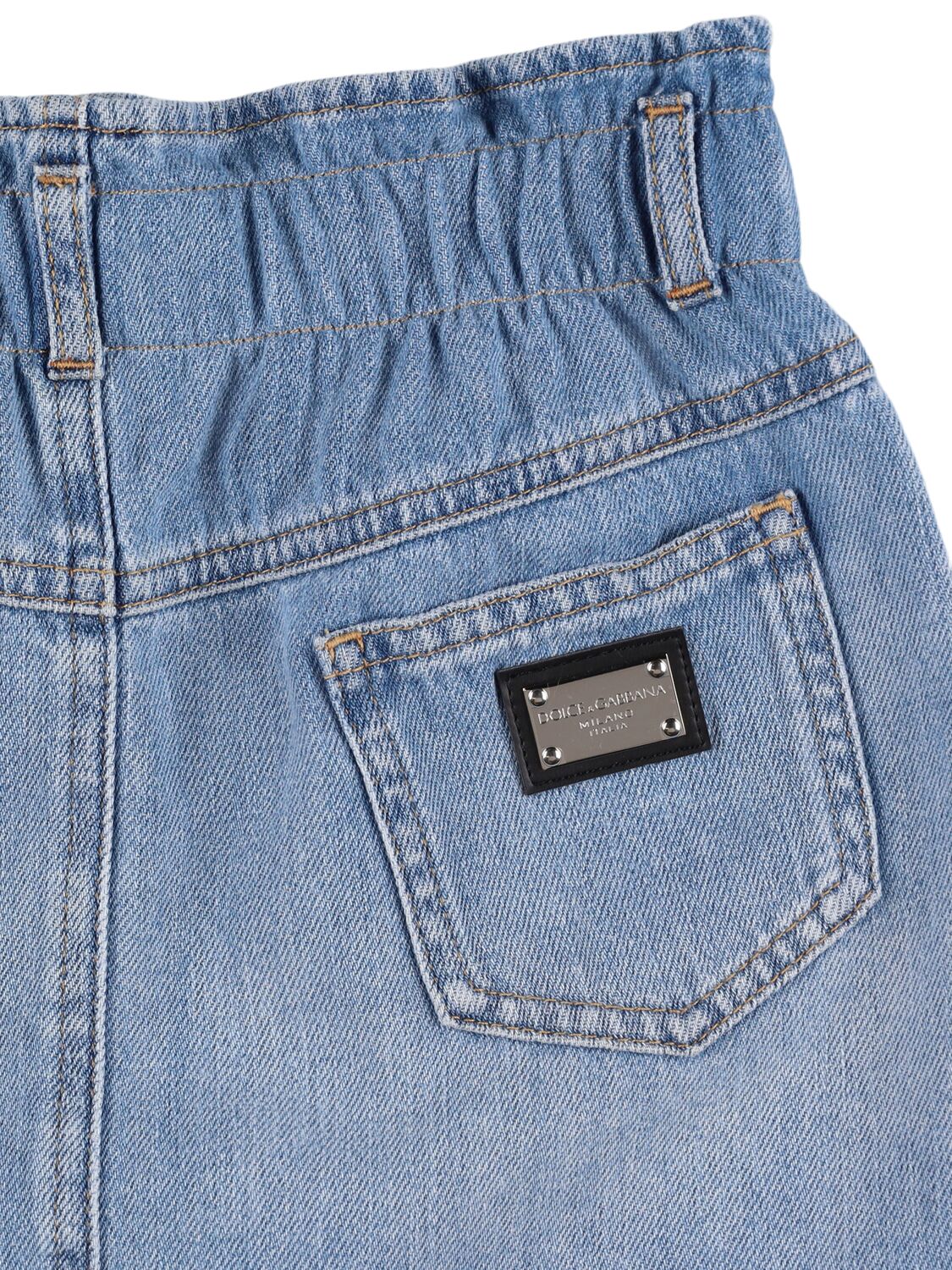 Shop Dolce & Gabbana Cotton Denim Skirt In Blue