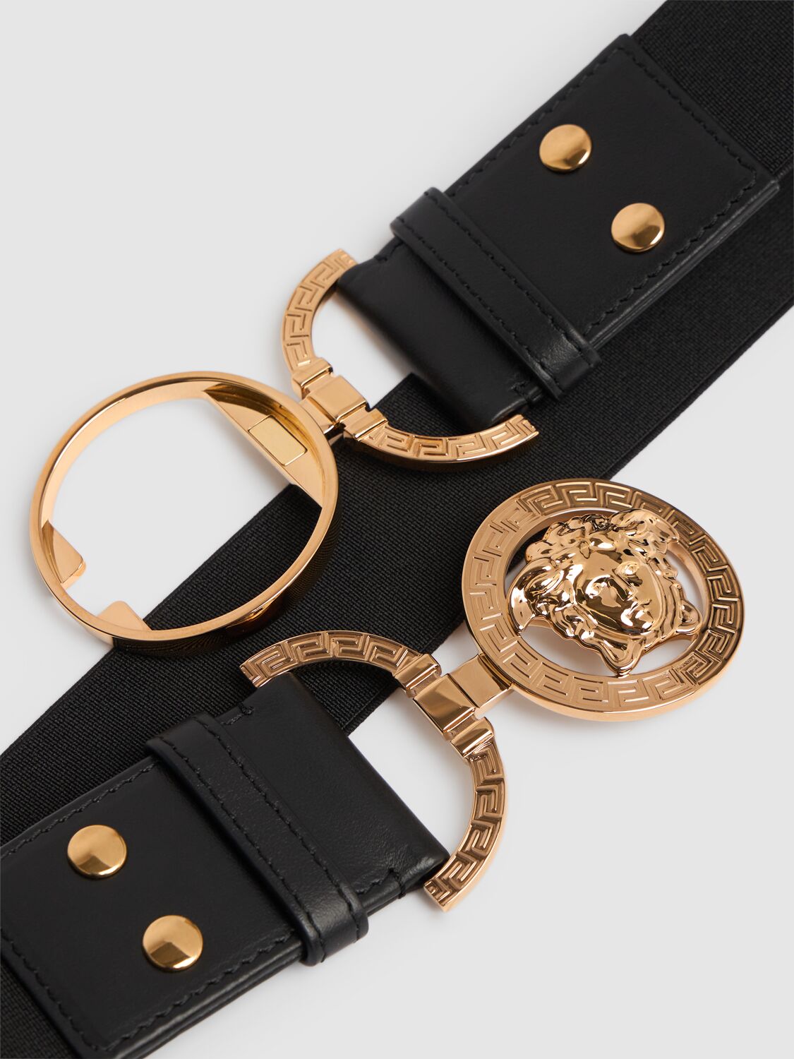 Shop Versace 40mm Leather Belt In 1b00v-black-ver