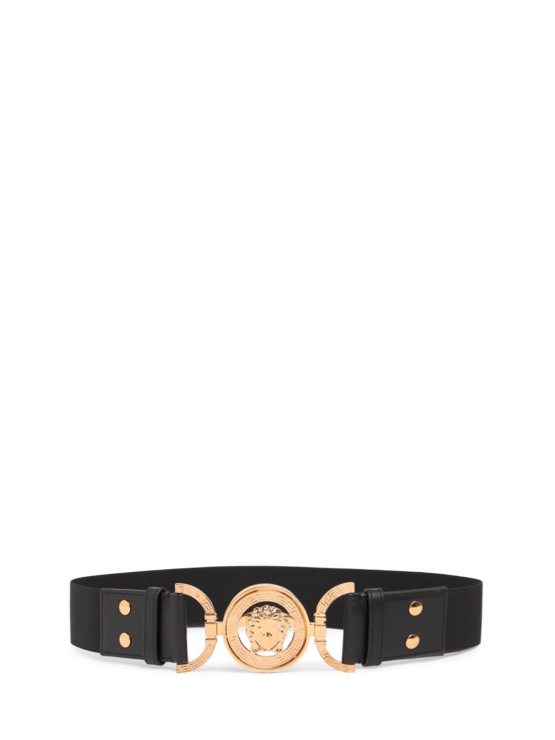 Shop Versace 40mm Leather Belt In 1b00v-black-ver