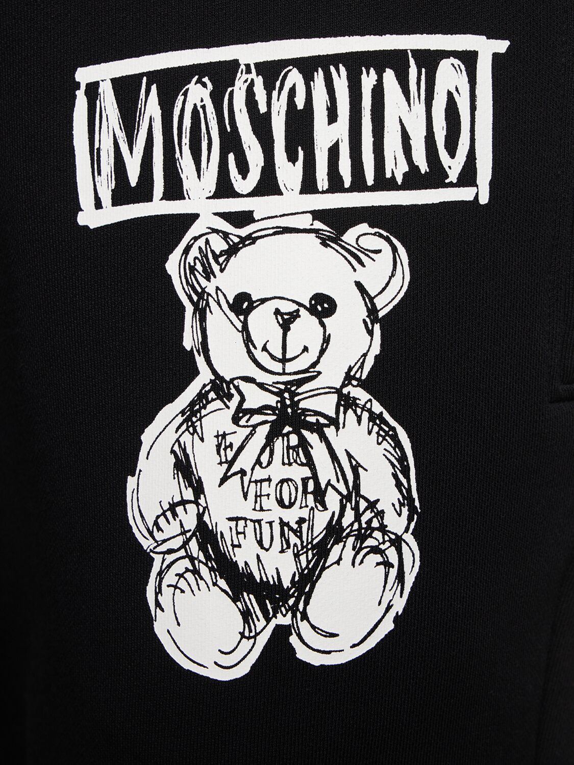 Shop Moschino Teddy Print Cotton Sweatpants In Black