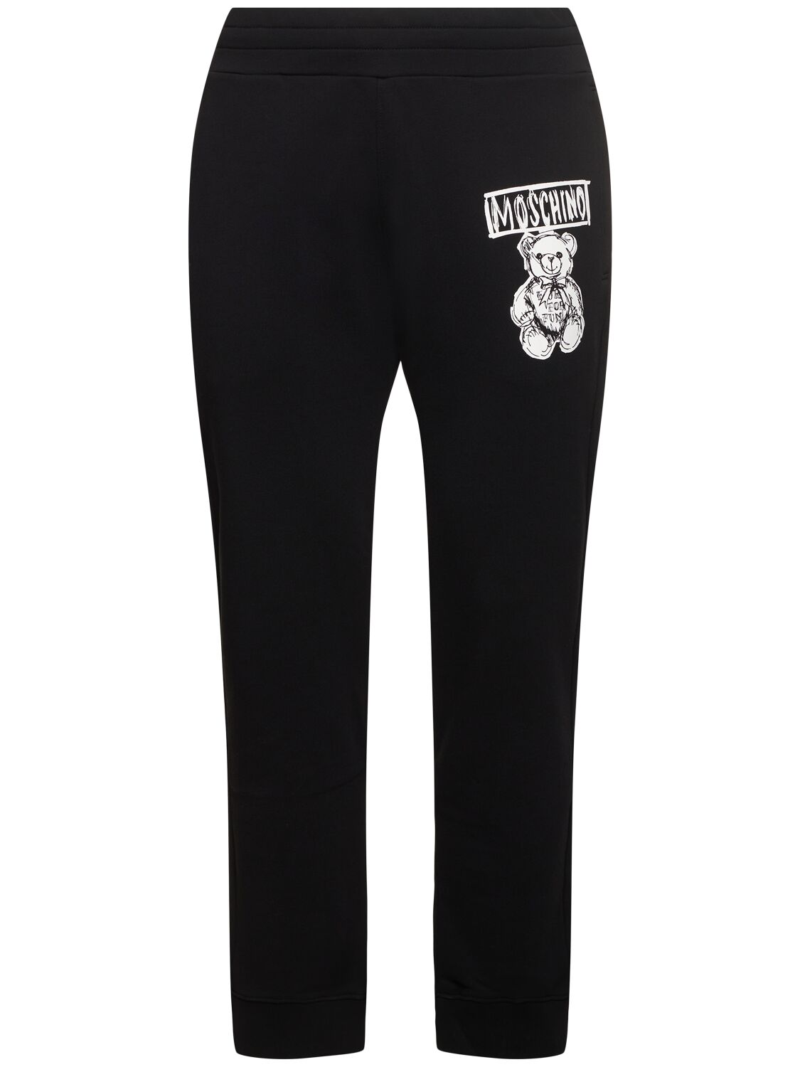 Moschino Teddy Print Cotton Sweatpants In Black