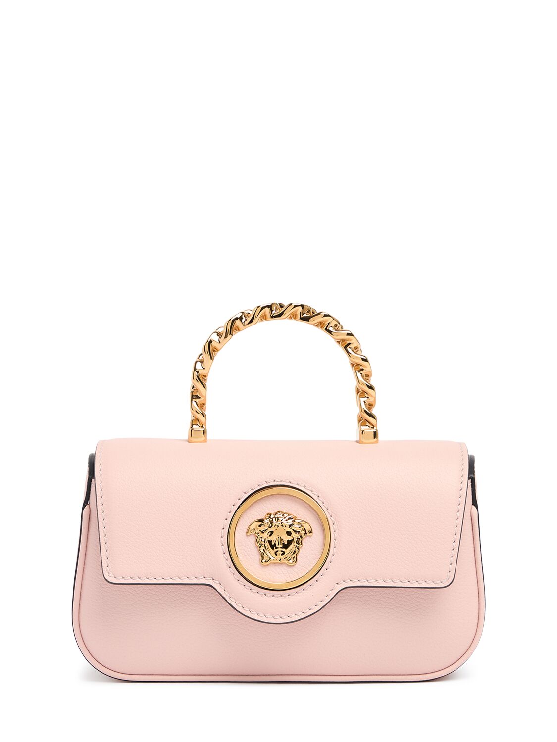 Shop Versace Mini La Medusa Leather Top Handle Bag In Dusty Rose