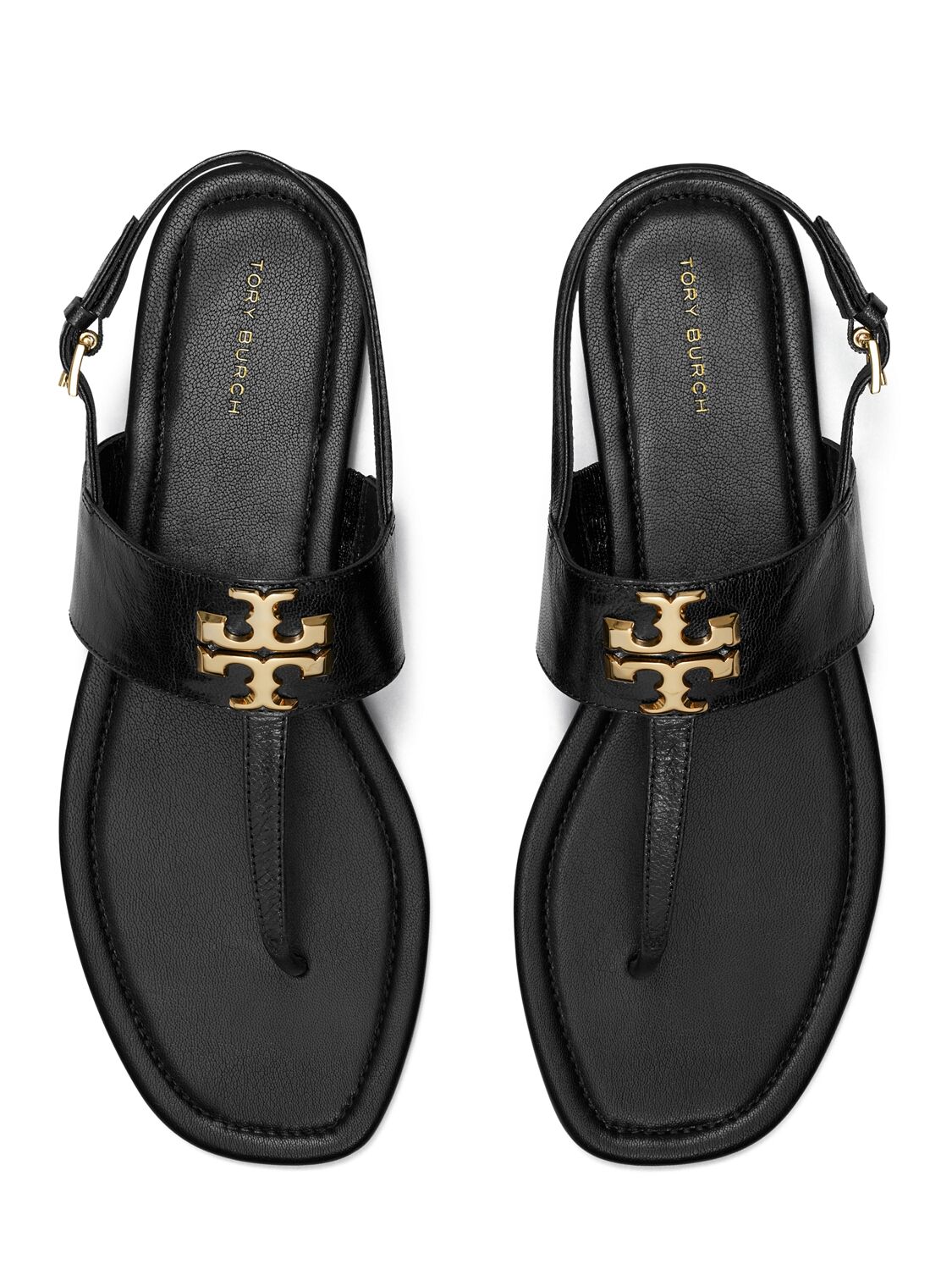 Shop Tory Burch 5mm Eleanor Leather Sandals In Black