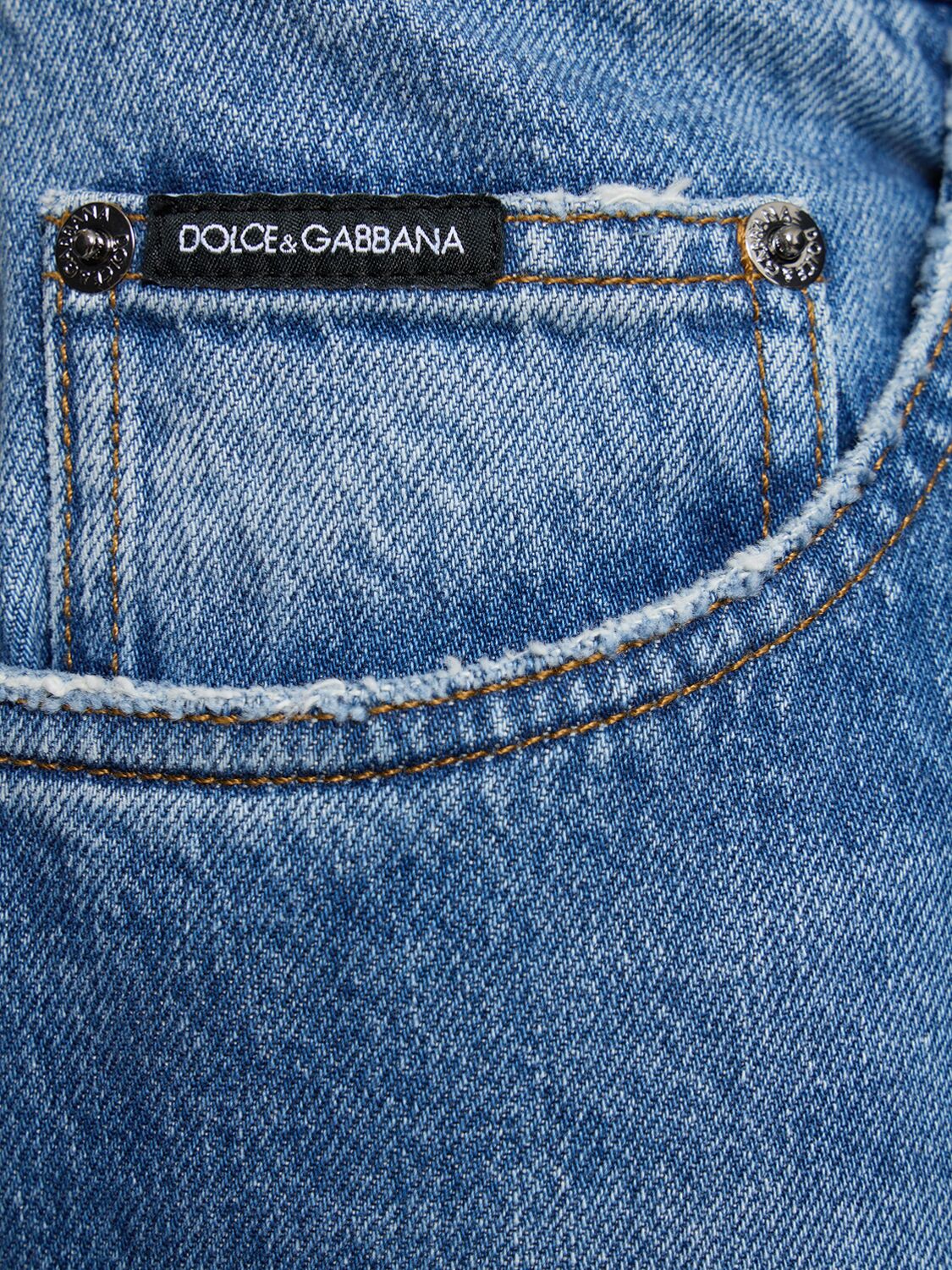 Shop Dolce & Gabbana Classic Logo Plaque Denim Jeans In Blue