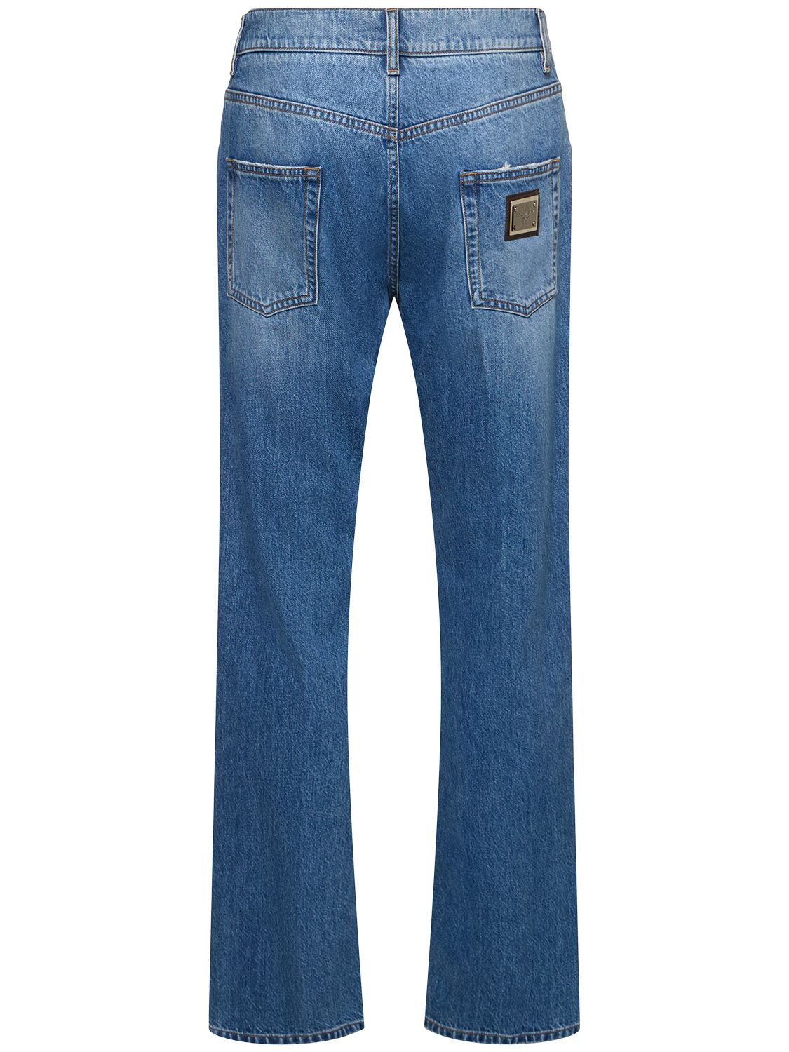 Shop Dolce & Gabbana Classic Logo Plaque Denim Jeans In Blue