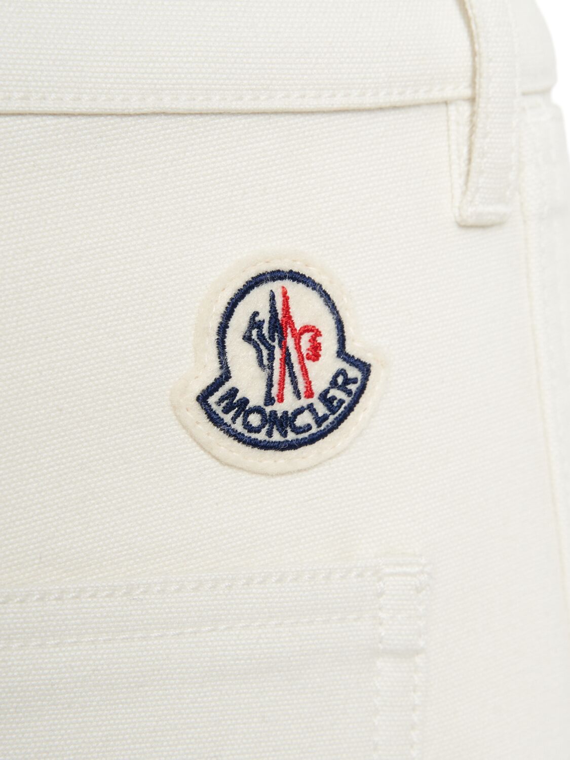 Shop Moncler Soft Cotton Blend Canvas Pants In White