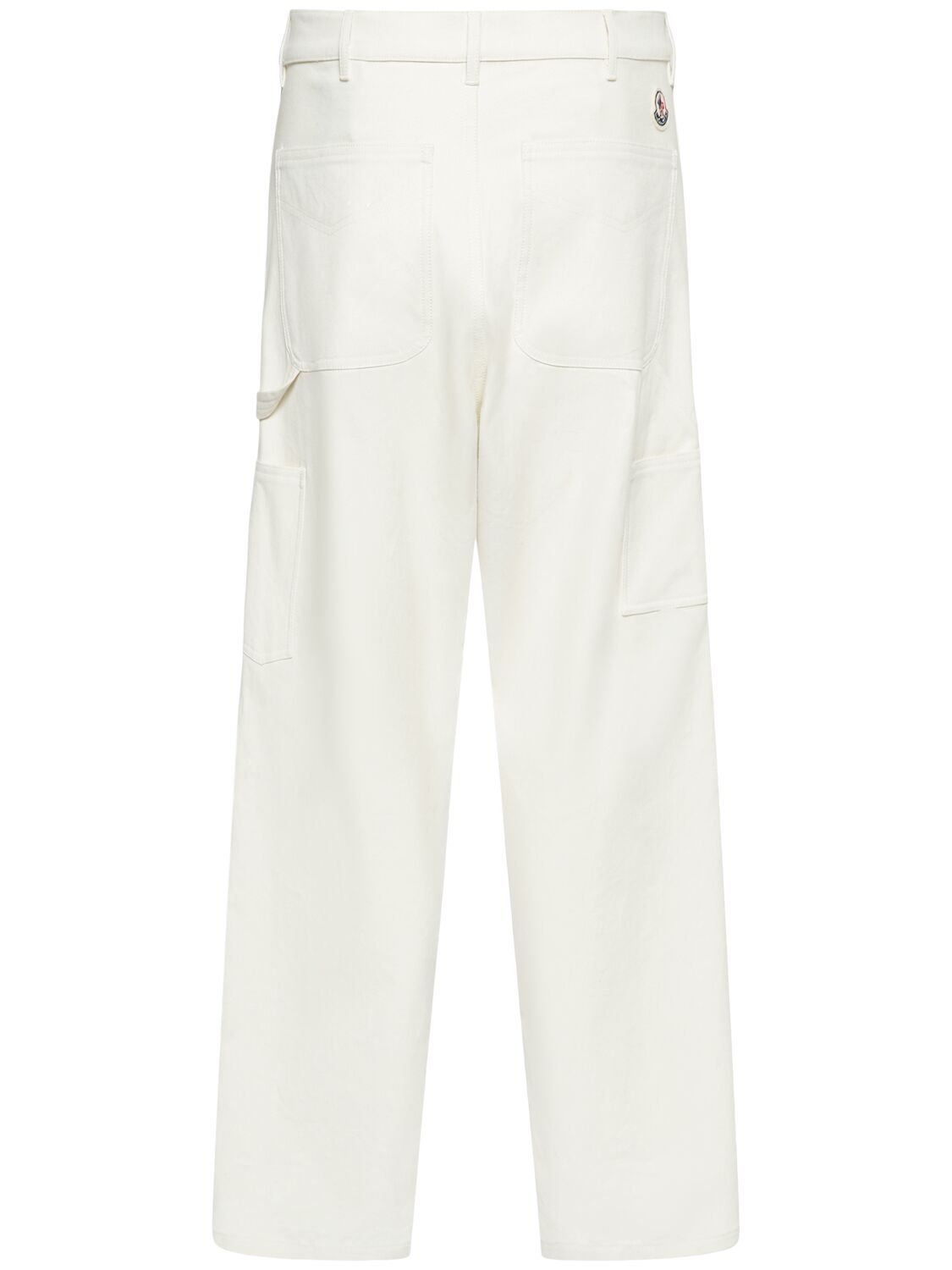 Shop Moncler Soft Cotton Blend Canvas Pants In White