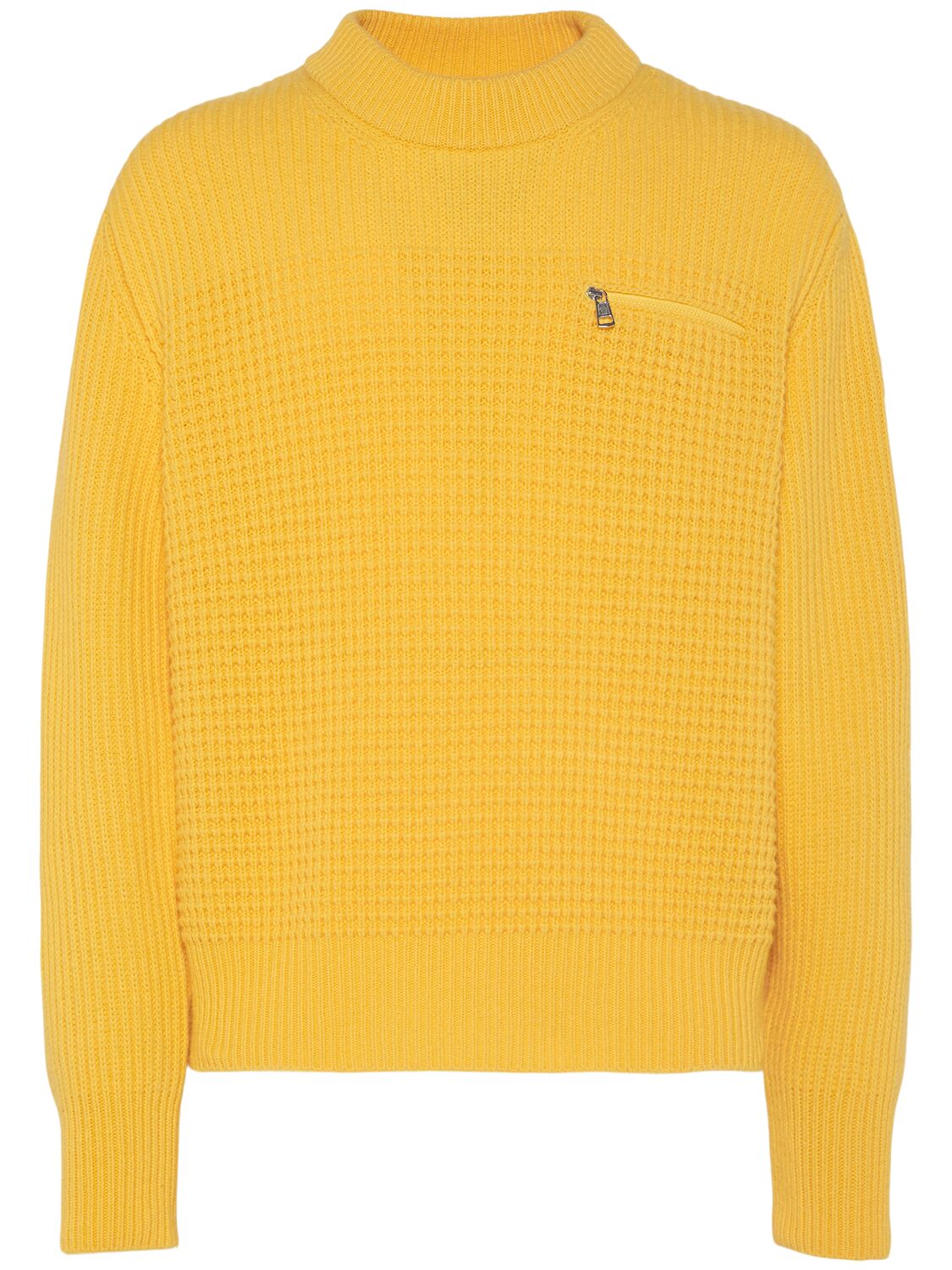 Moncler Virgin Wool & Cashmere Sweater In Yellow
