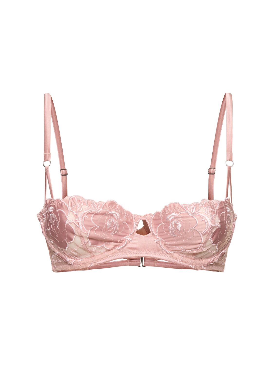 Fleur Du Mal Rose Logo Embroidery Balconette Bra In Pink