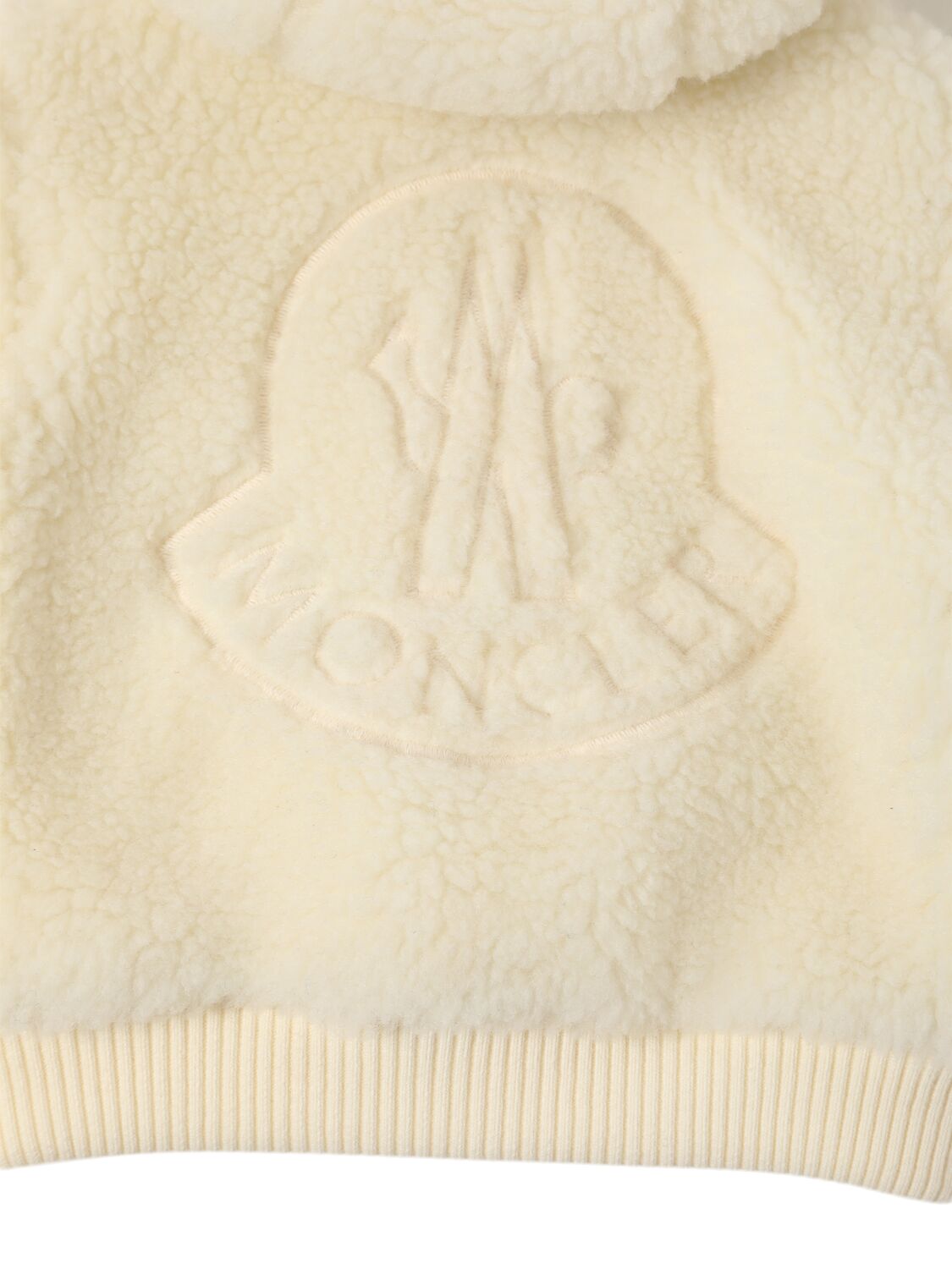 Shop Moncler Tech Fleece Zip-up Teddy Jacket In Silk White