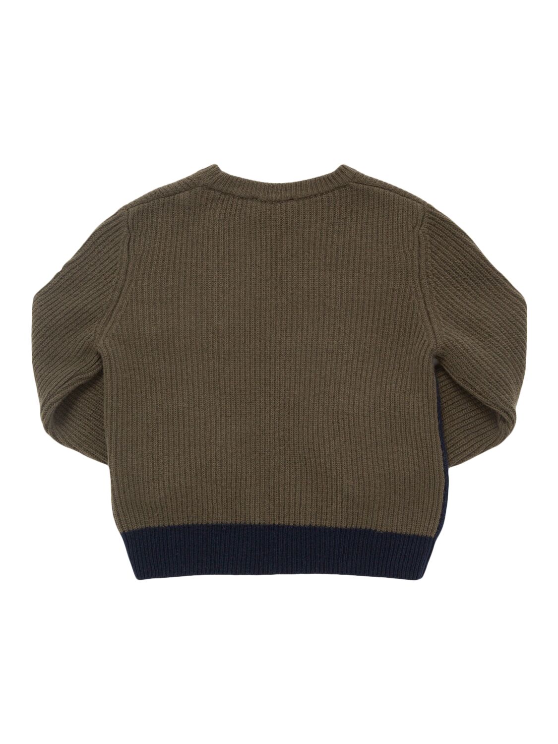 Shop Moncler Carded Virgin Wool Crewneck Sweater In Green/blue