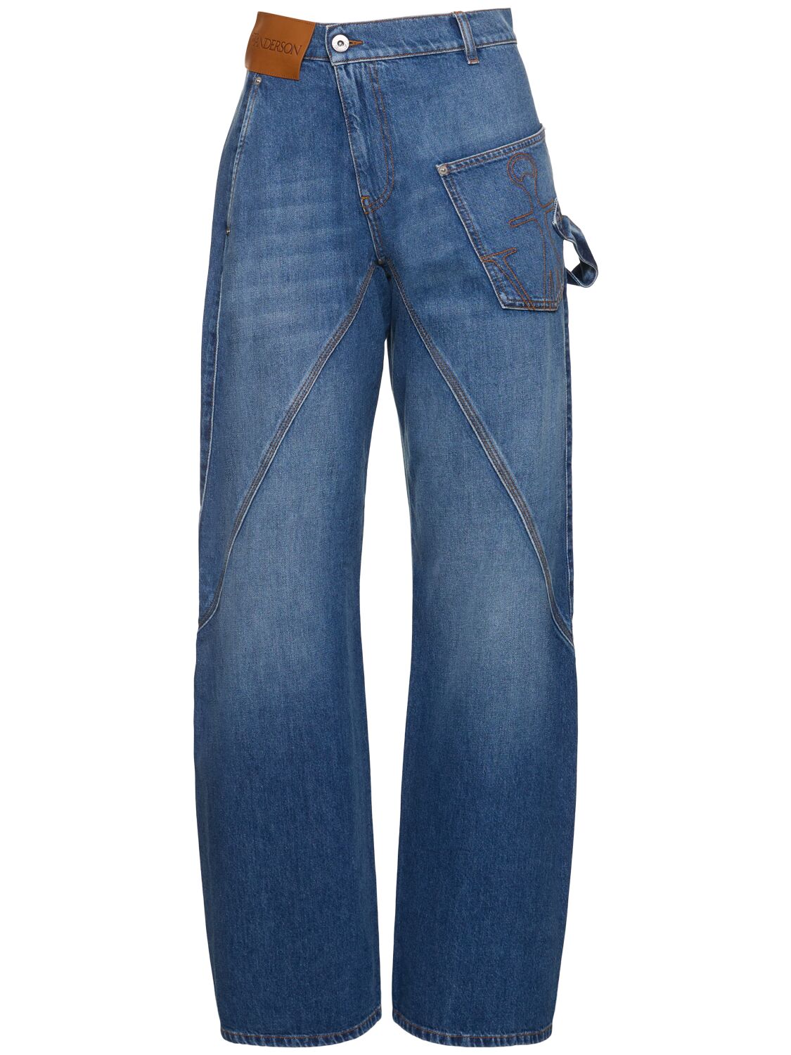 Jw Anderson Twisted Denim Workwear Wide Jeans In Blue