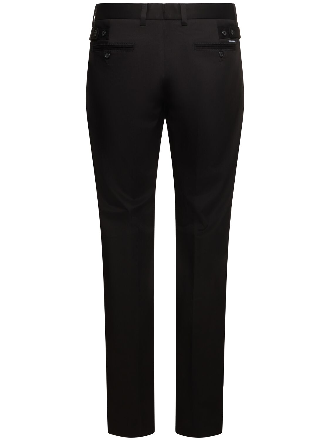 Shop Dolce & Gabbana Stretch Gabardine Flat Front Pants In Black