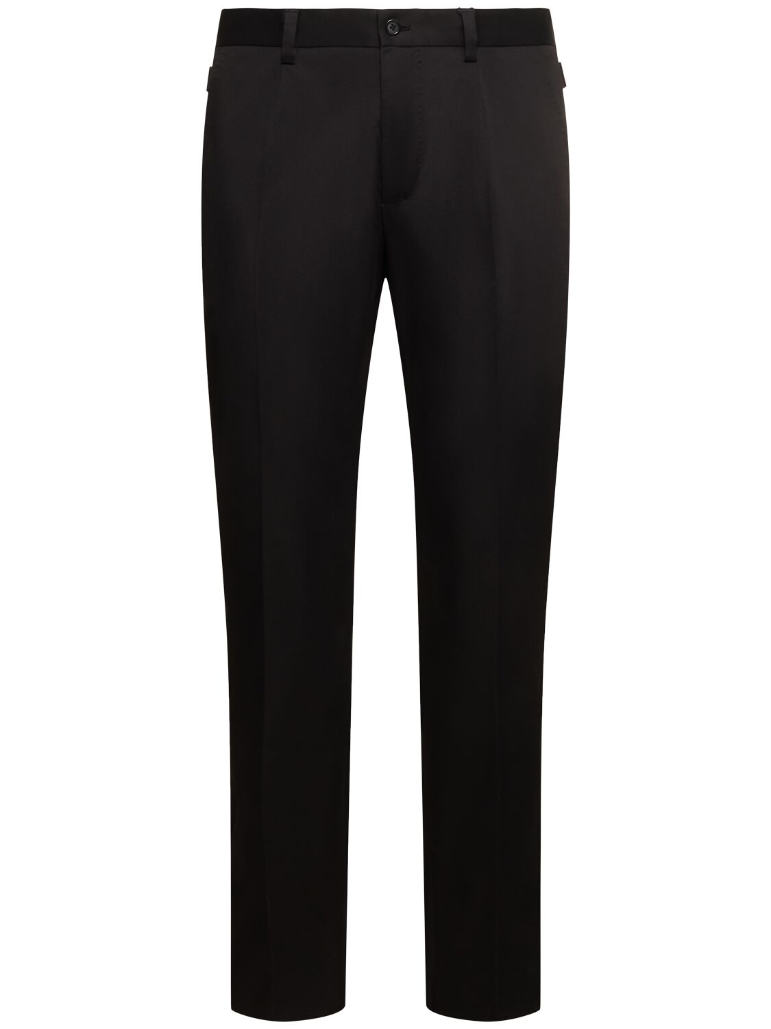 Shop Dolce & Gabbana Stretch Gabardine Flat Front Pants In Black