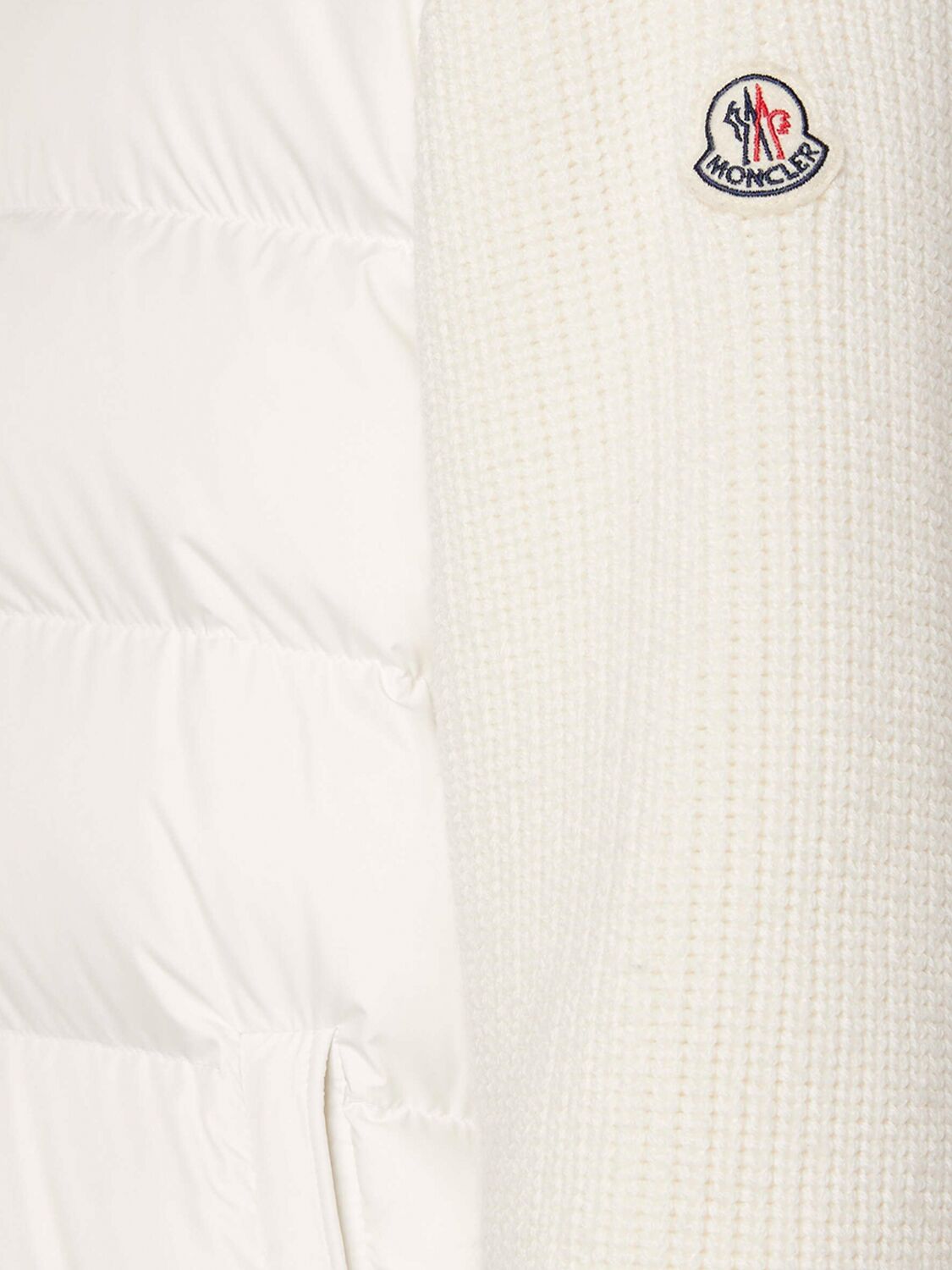 Shop Moncler Virgin Wool Down Cardigan In Silk White