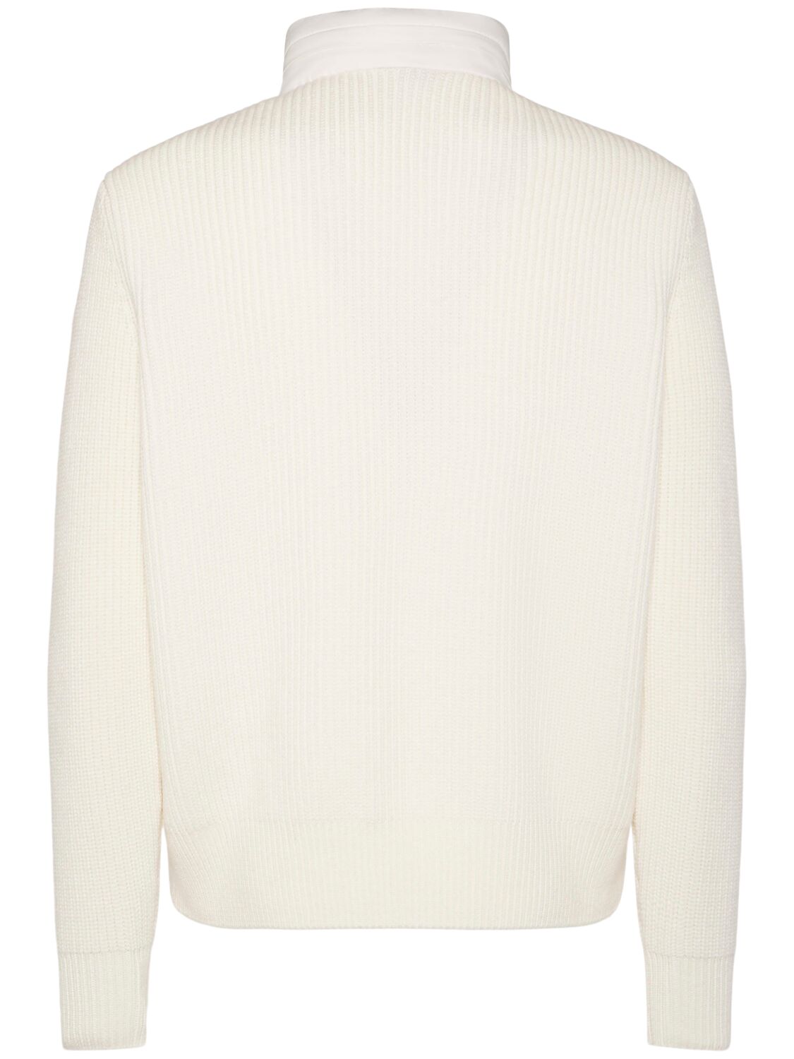 Shop Moncler Virgin Wool Down Cardigan In Silk White