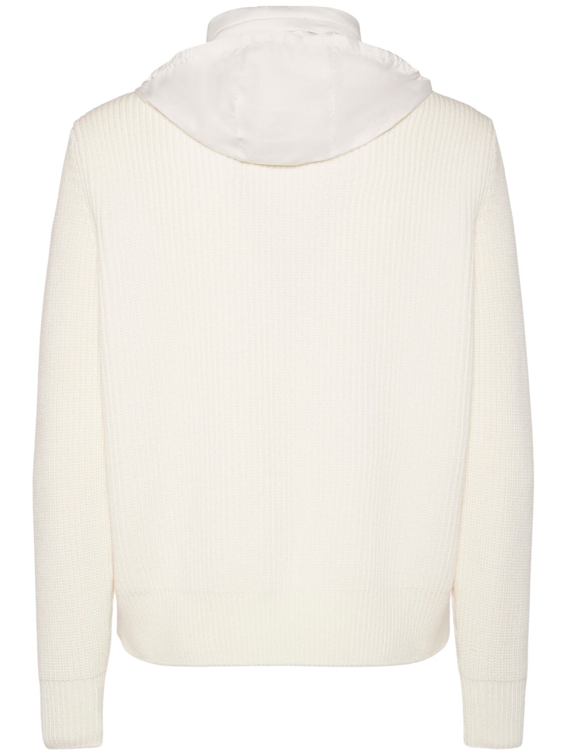 Shop Moncler Virgin Wool Down Cardigan In Silk White