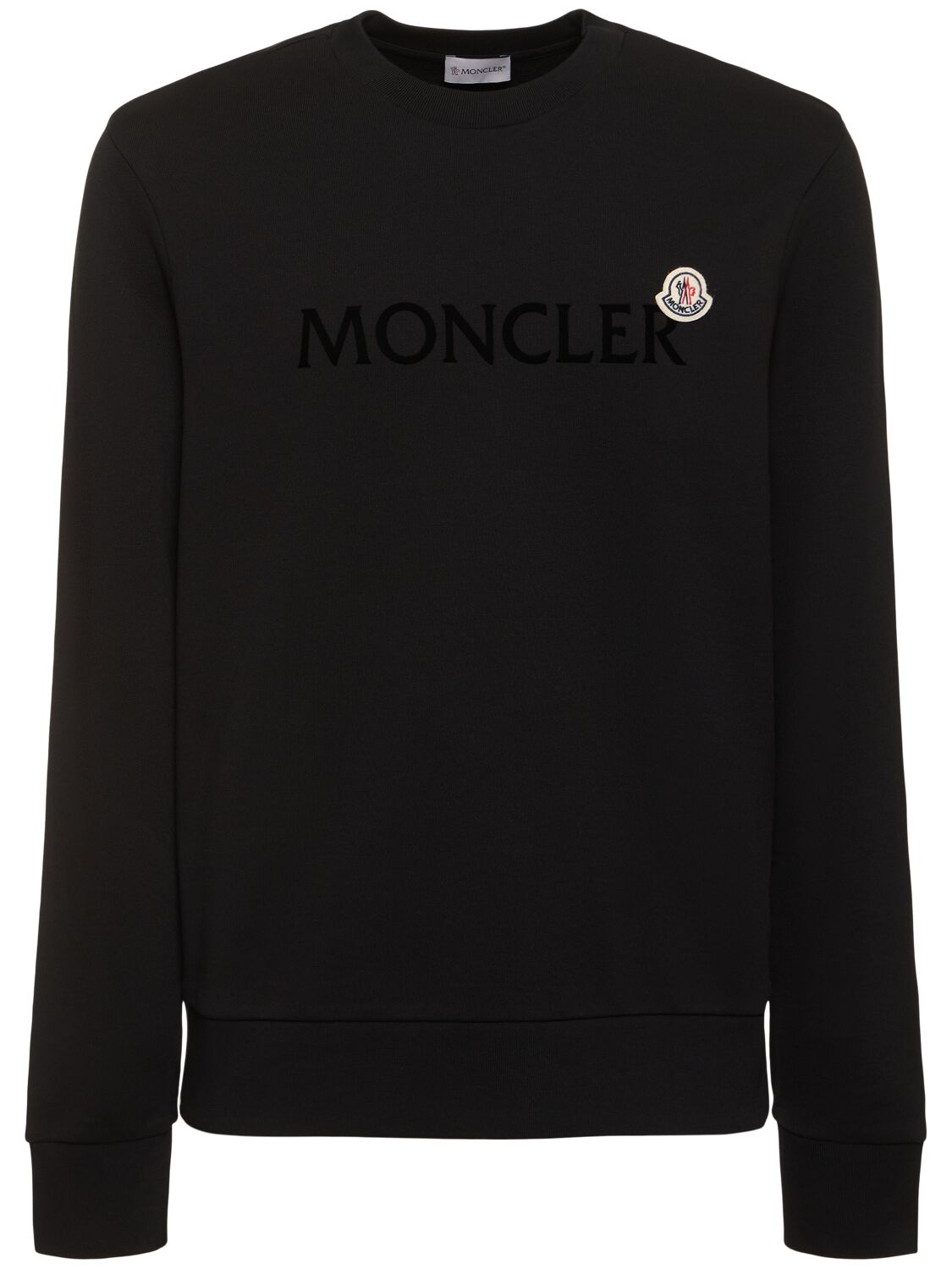 Moncler Logo Patch Cotton Sweatshirt In Black