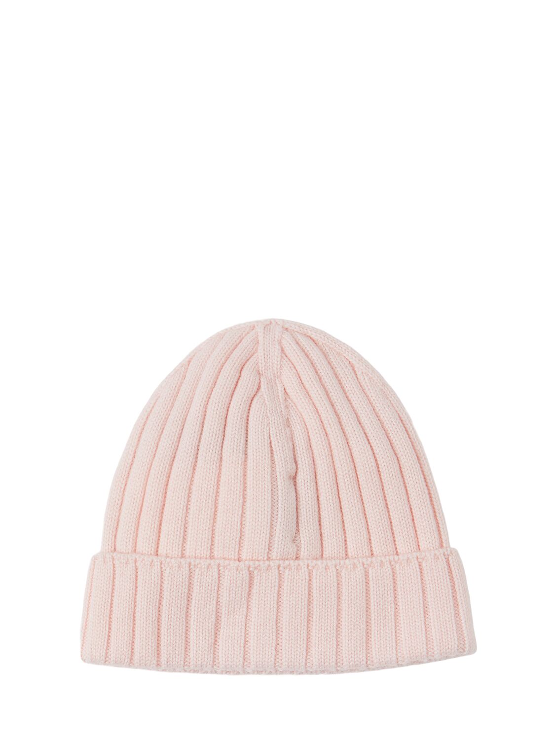 Shop Moncler Logo Extrafine Wool Beanie In Light Pink