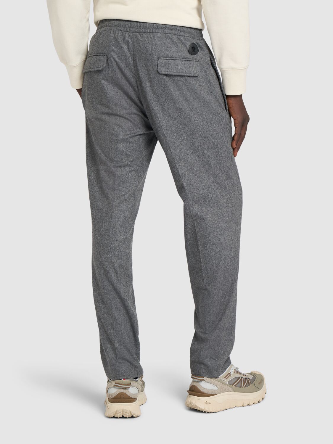 Shop Moncler Cashmere Blend Pants In Dark Grey