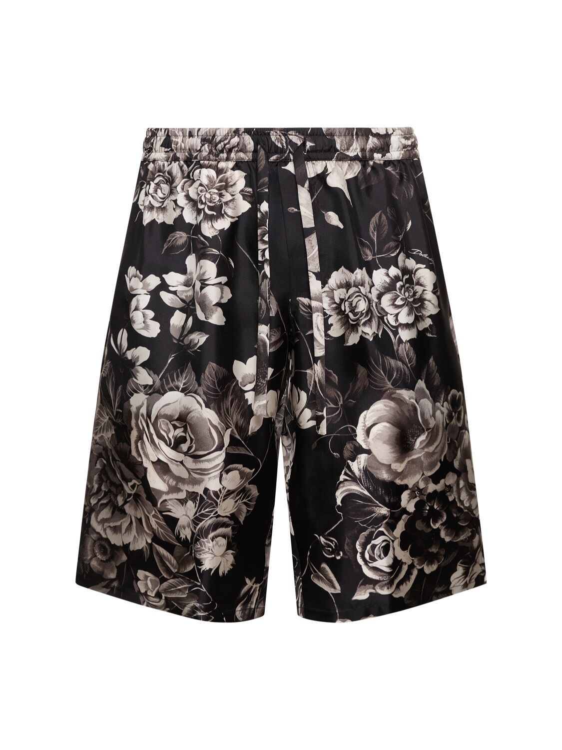 Image of Flower Printed Silk Shorts