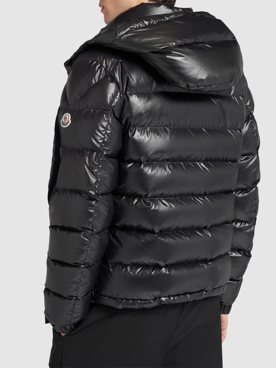 Shop Moncler Solander Shiny Tech Down Jacket In Black