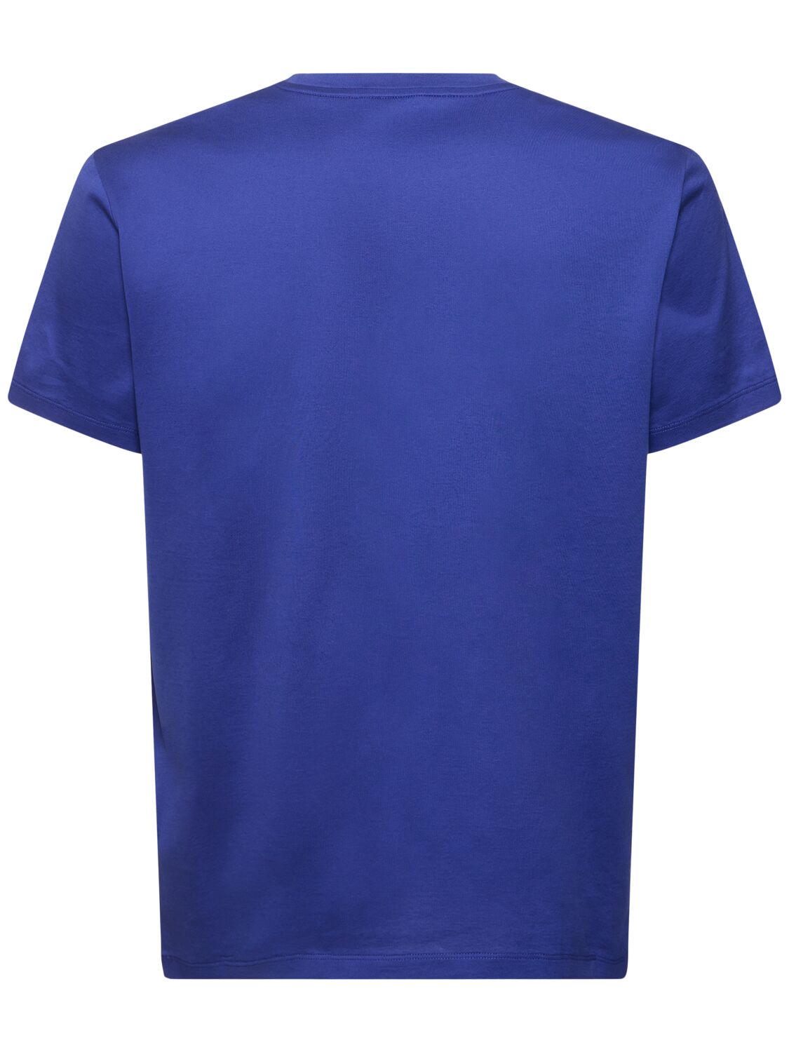 Shop Moncler Double Logo Cotton T-shirt In Blue