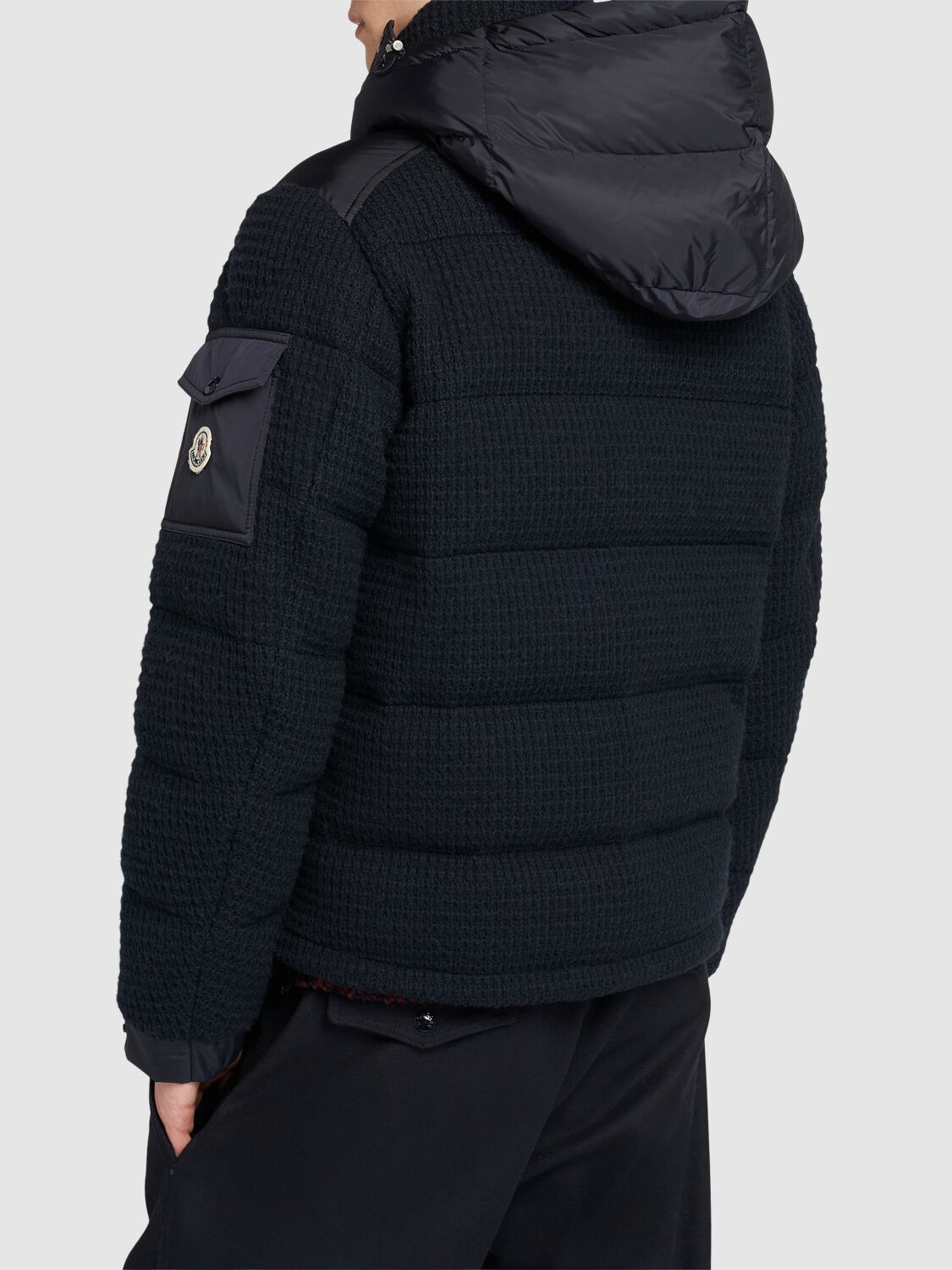 Shop Moncler Lagdei Wool Blend Down Jacket In Royal Blue