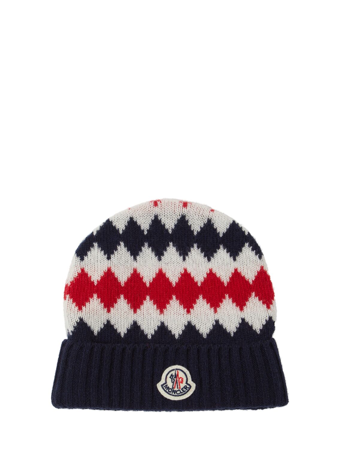 Shop Moncler Carded Virgin Wool Beanie In Blue/multi