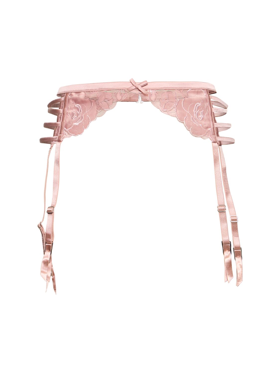 Fleur Du Mal Rose Logo Embroidery Suspender Belt In Pink