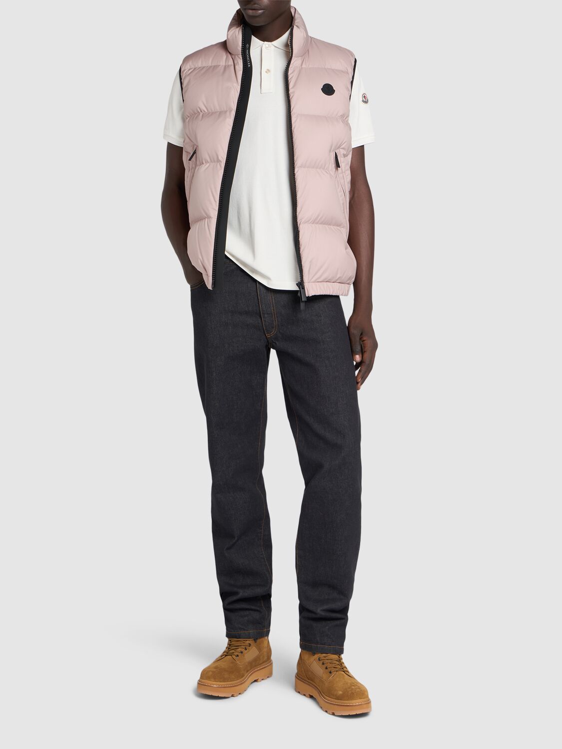 Shop Moncler Fedare Nylon Down Vest In Light Pink