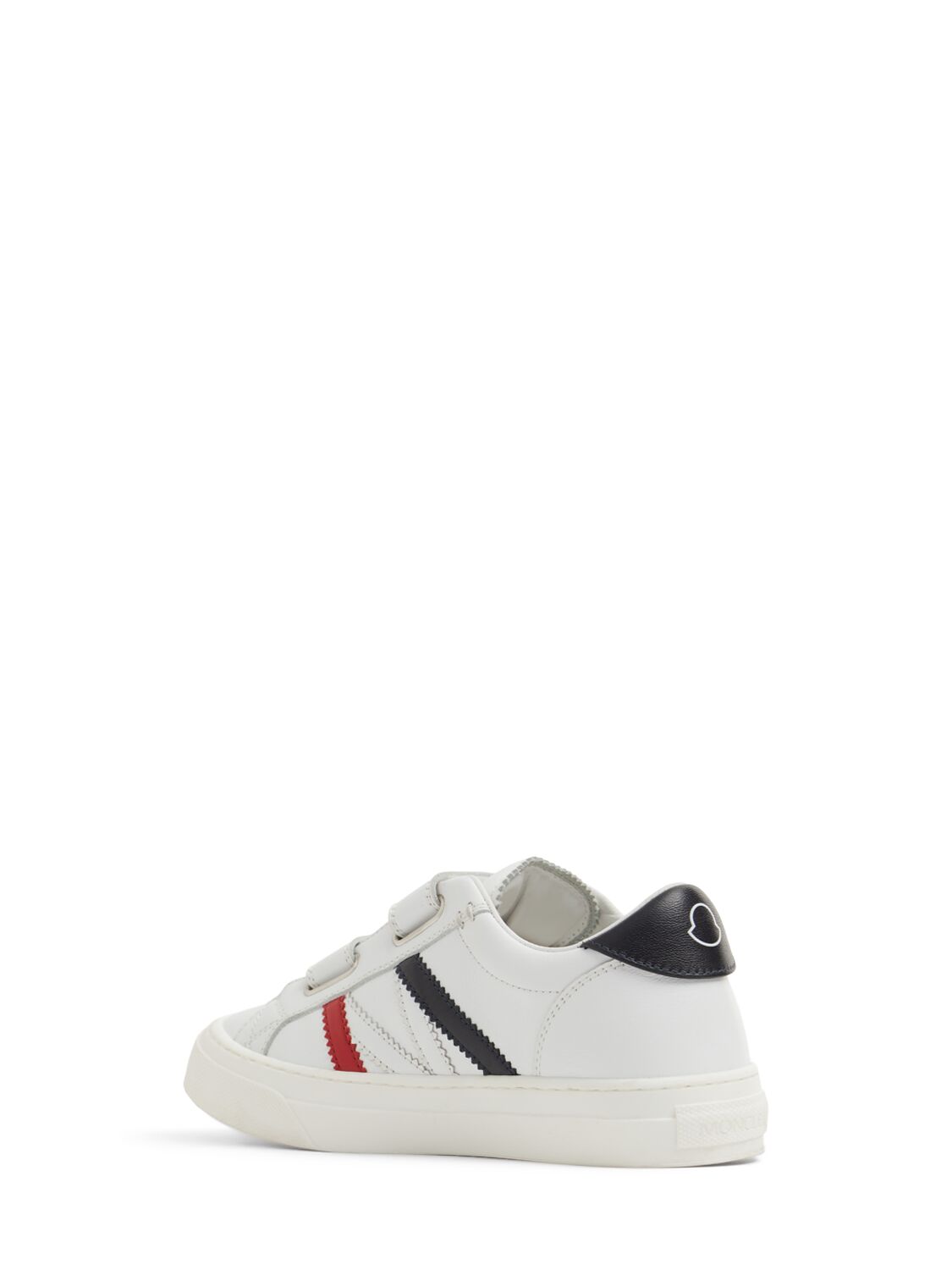 Shop Moncler Petit Monaco Leather Sneakers In Red/white/blue