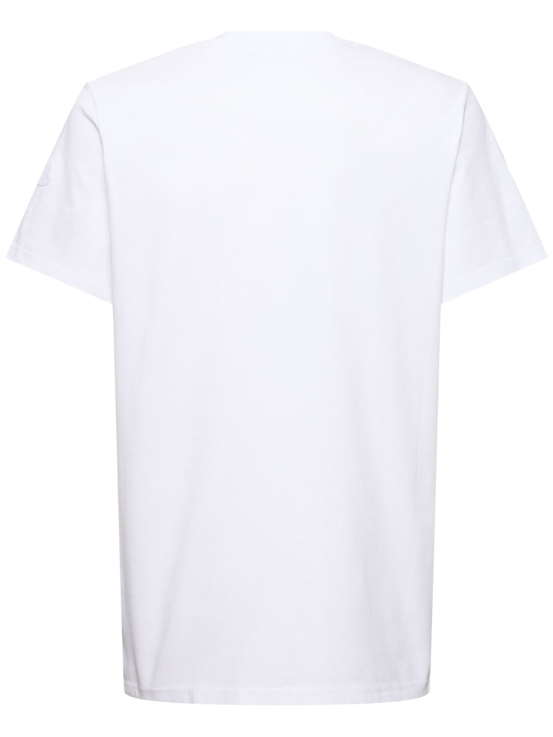 Shop Moncler Logo Cotton Jersey T-shirt In White